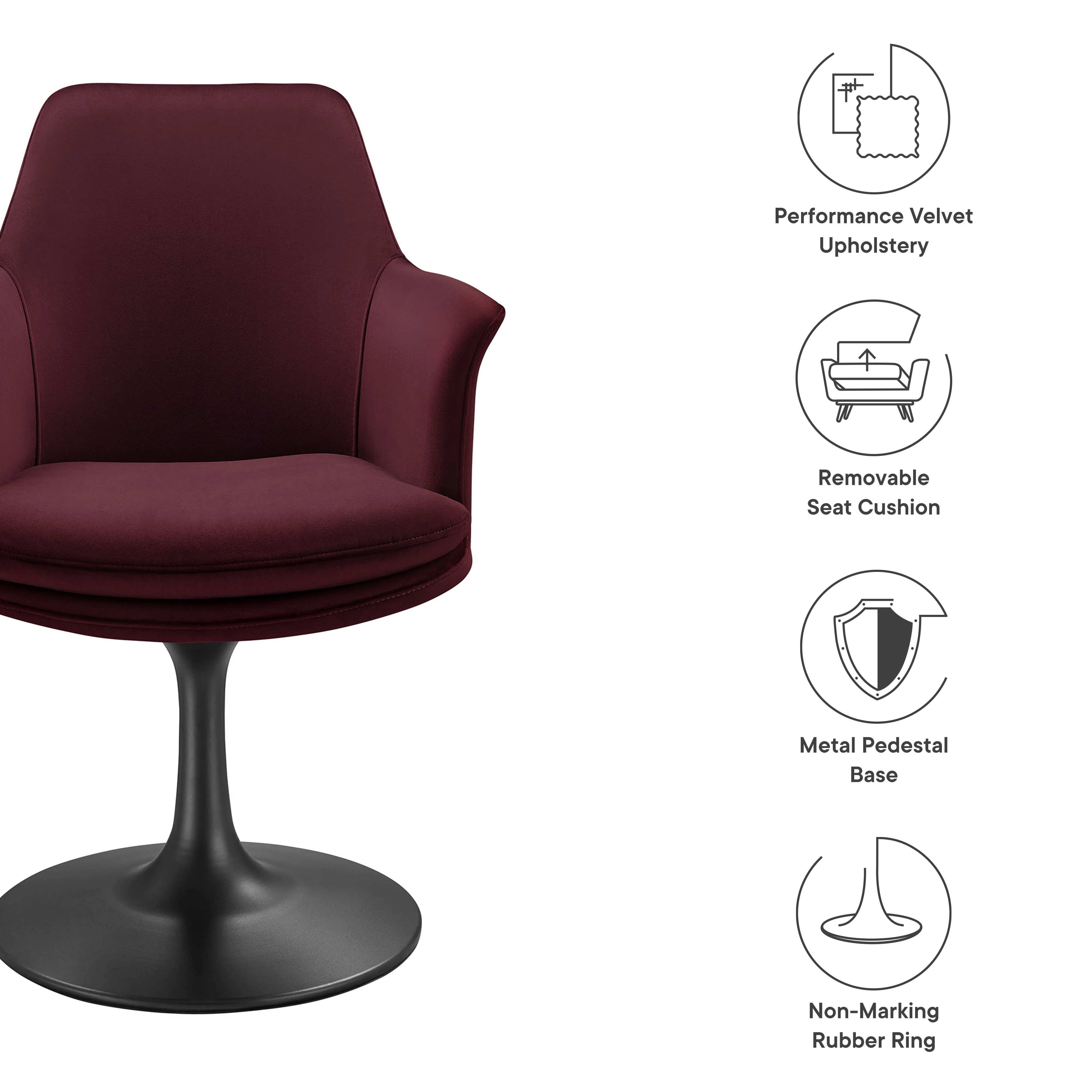 Lippa Swivel Dining Performance Velvet Armchair by Modway - Image 19