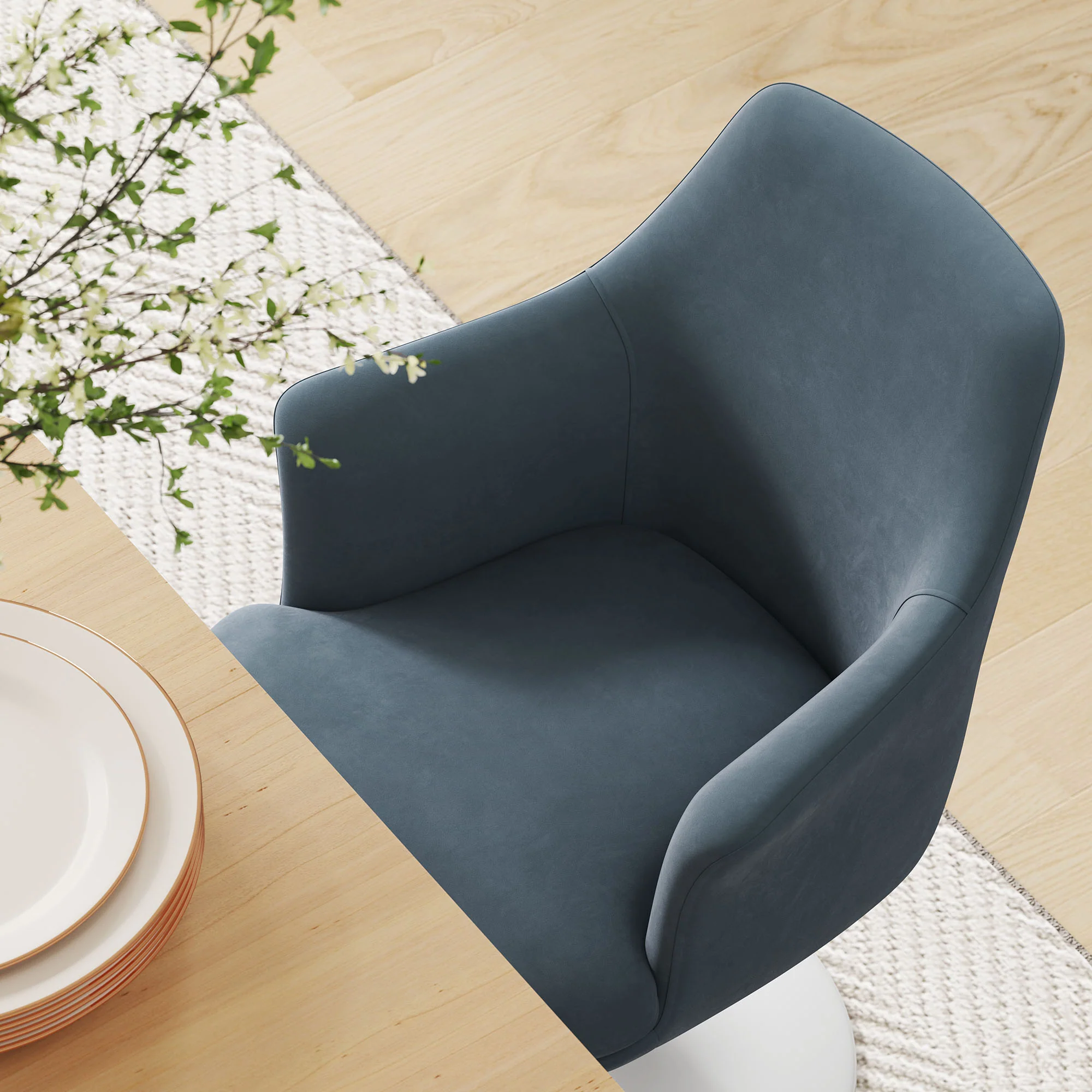 Lippa Swivel Dining Performance Velvet Armchair by Modway - Image 27