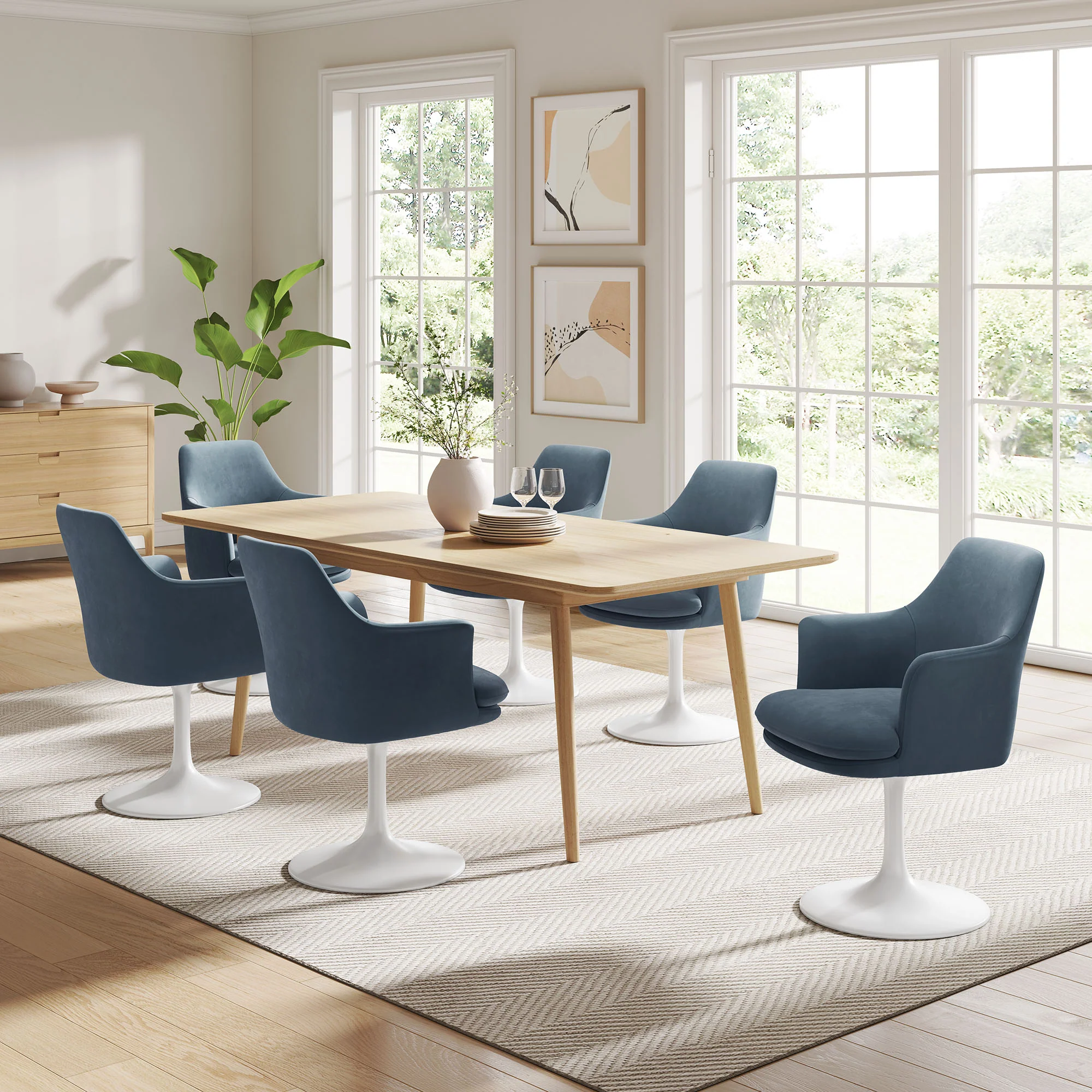 Lippa Swivel Dining Performance Velvet Armchair by Modway - Image 28