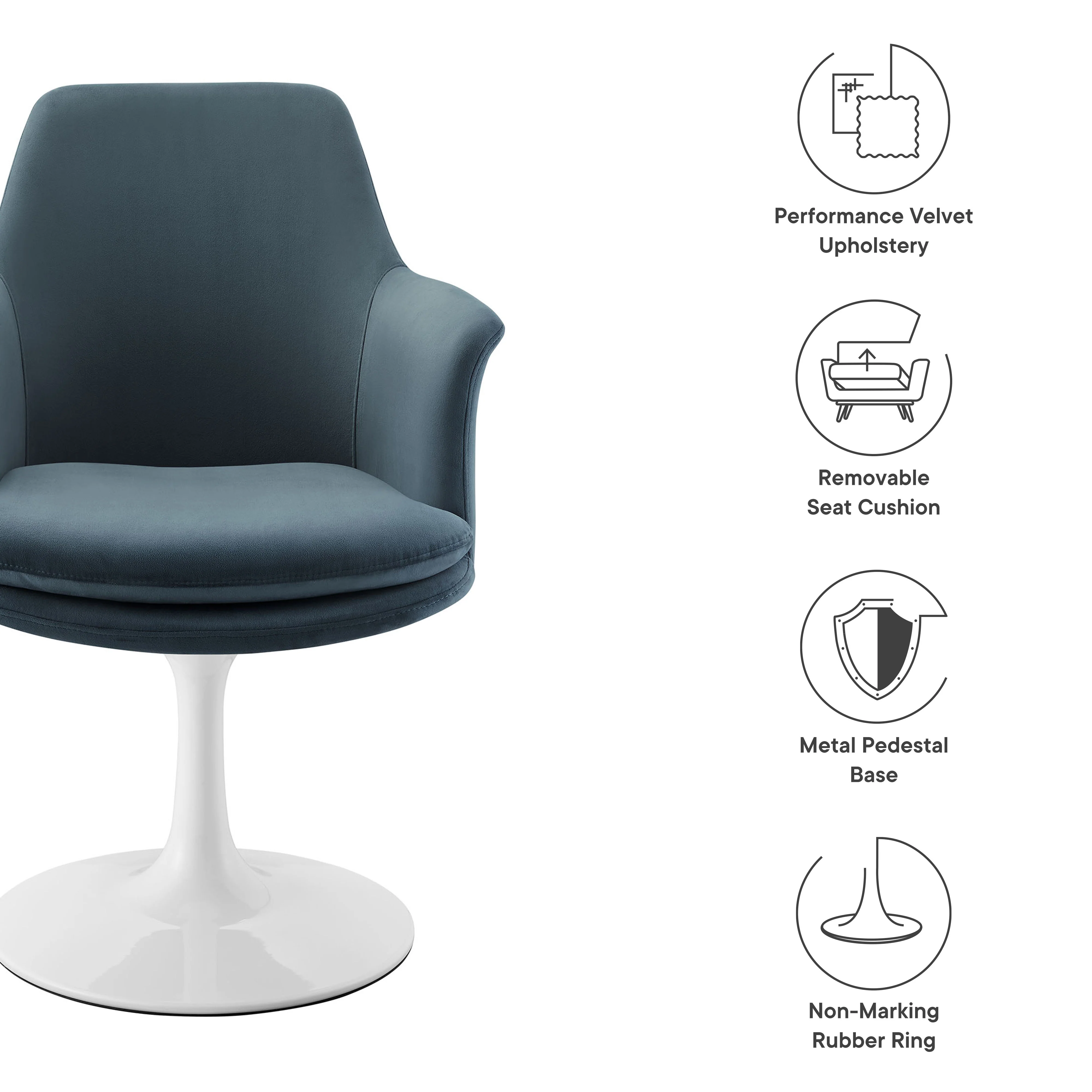 Lippa Swivel Dining Performance Velvet Armchair by Modway - Image 29
