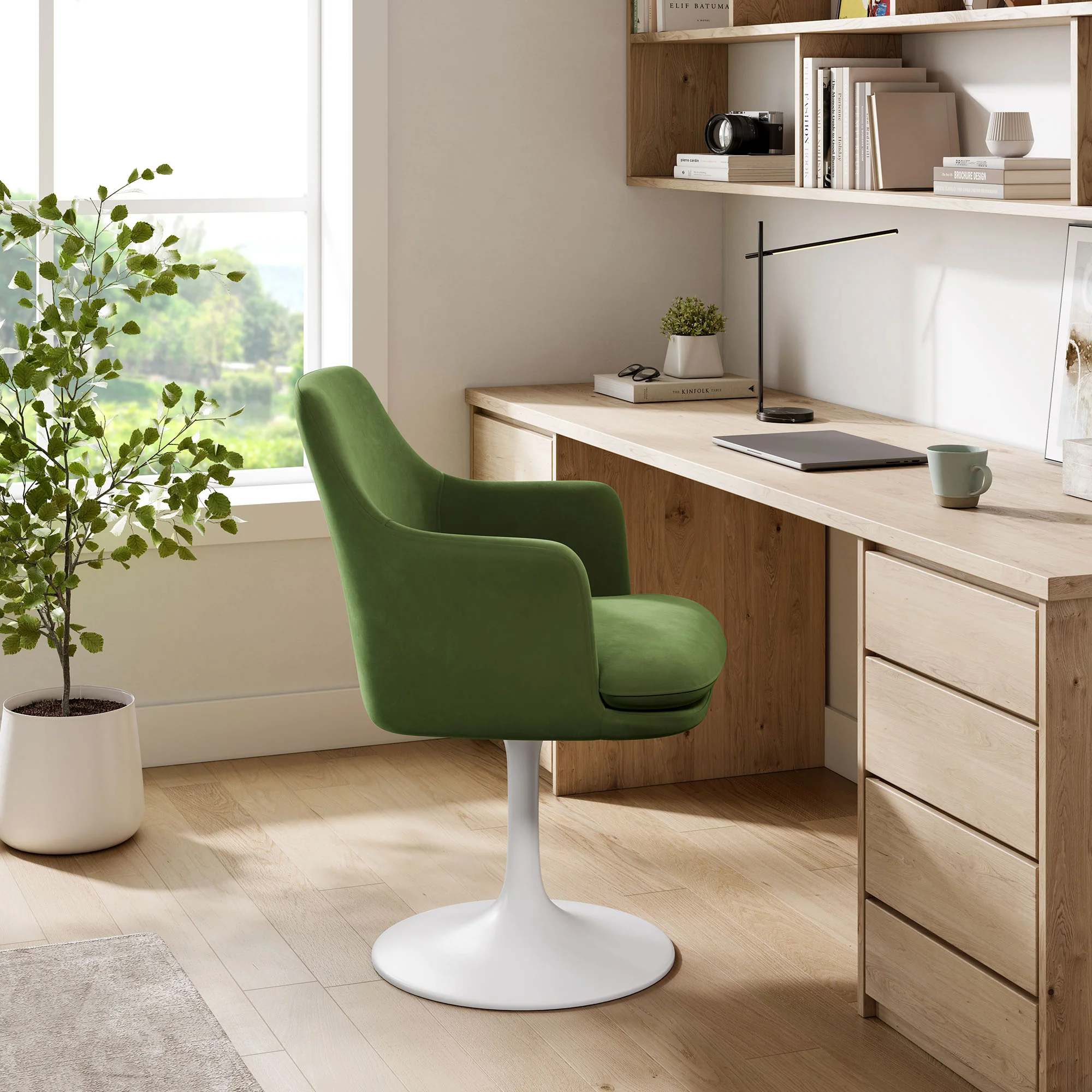 Lippa Swivel Dining Performance Velvet Armchair by Modway - Image 36