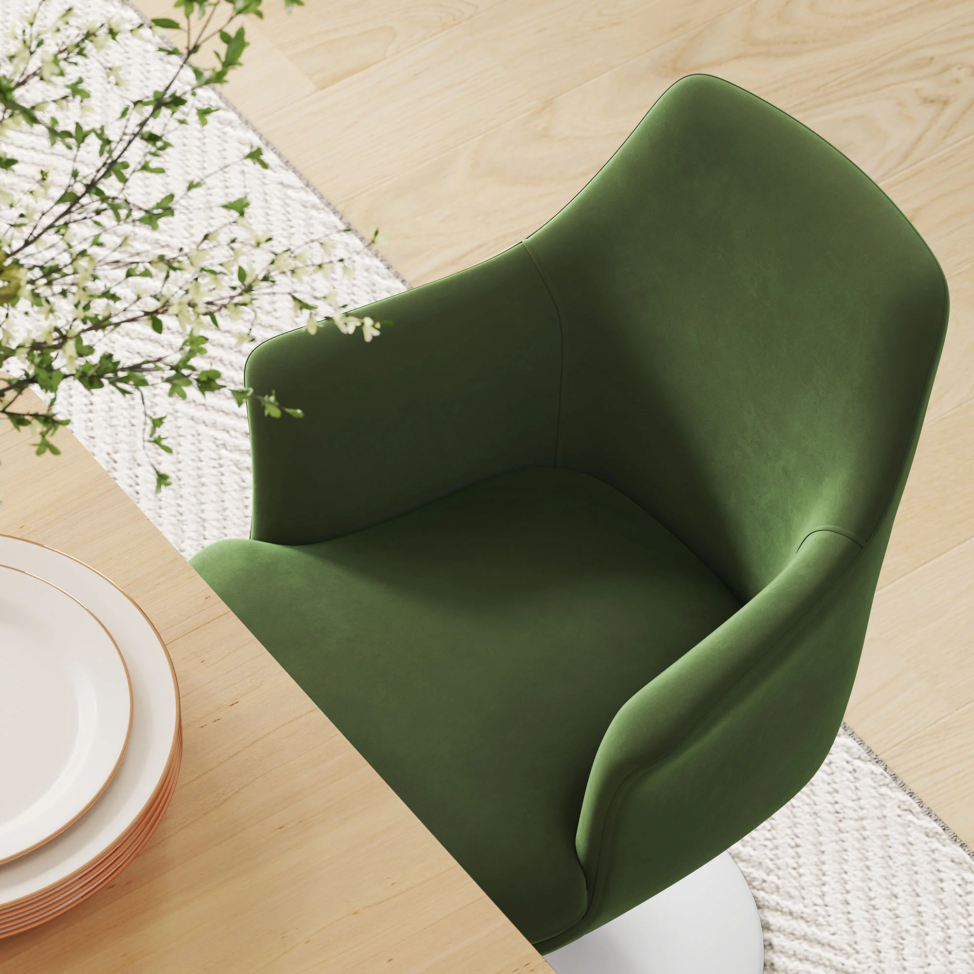 Lippa Swivel Dining Performance Velvet Armchair by Modway - Image 37
