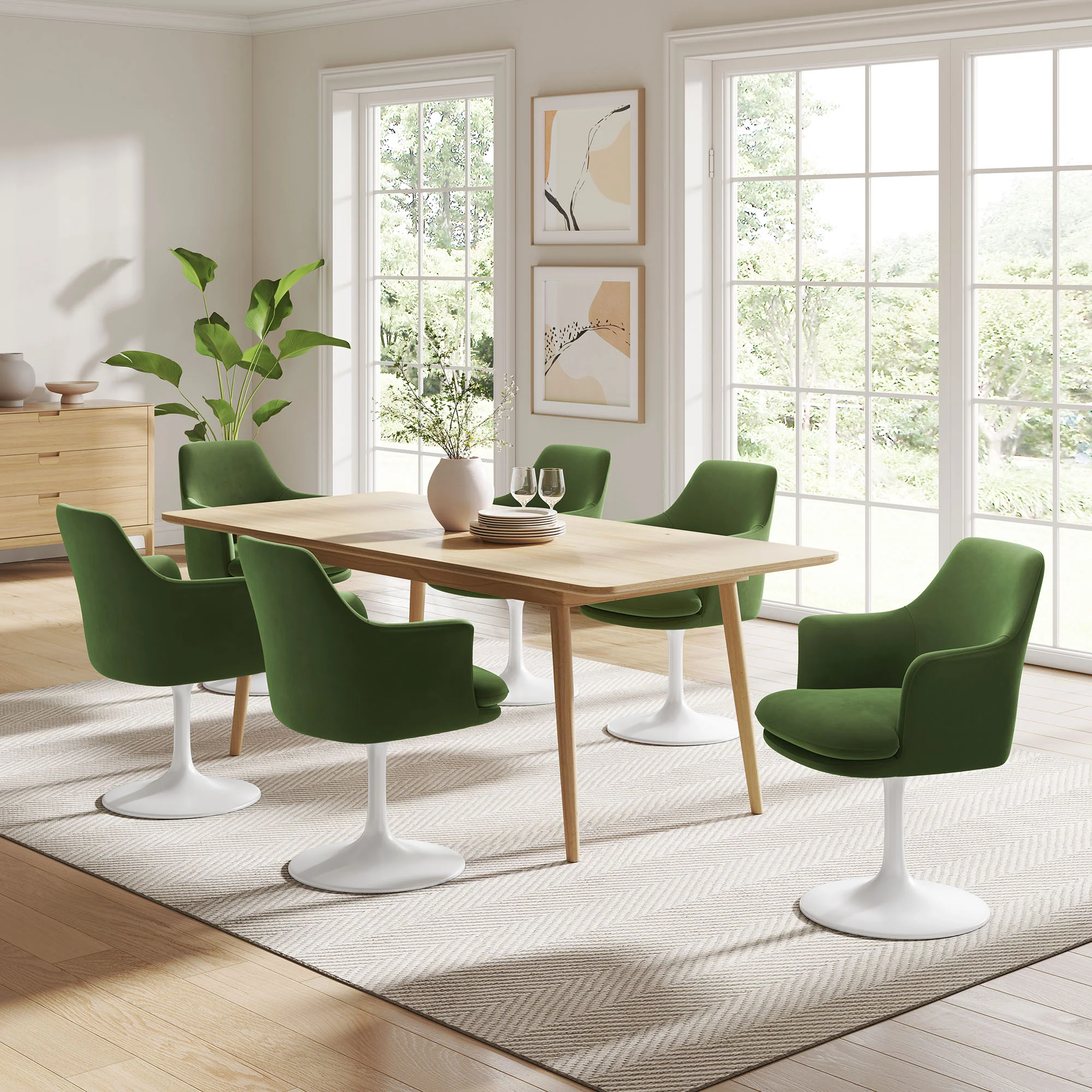 Lippa Swivel Dining Performance Velvet Armchair by Modway - Image 38