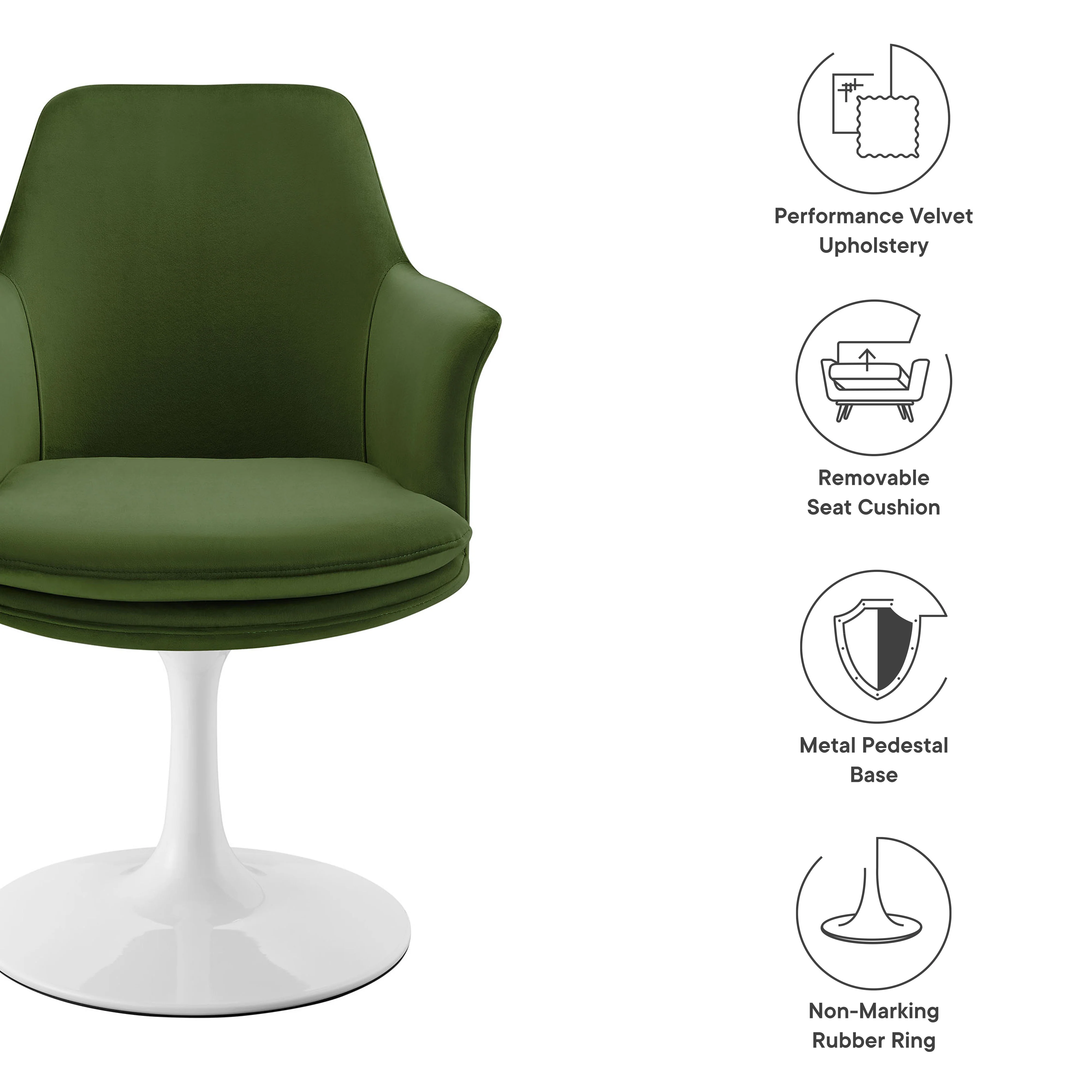 Lippa Swivel Dining Performance Velvet Armchair by Modway - Image 39