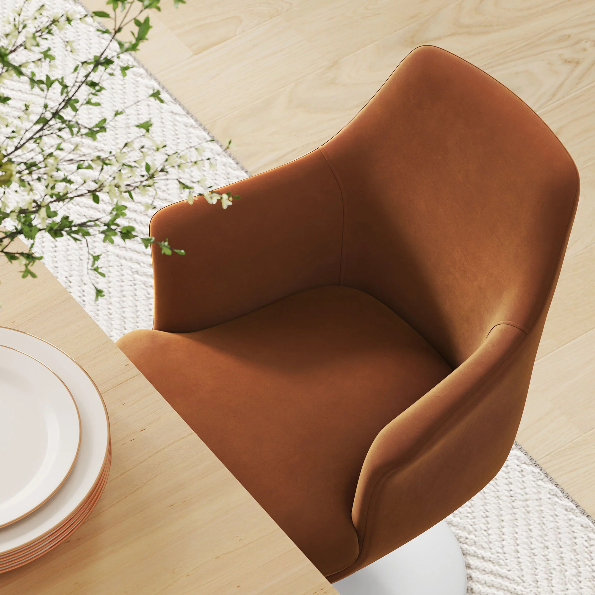 Lippa Swivel Dining Performance Velvet Armchair by Modway - Image 47