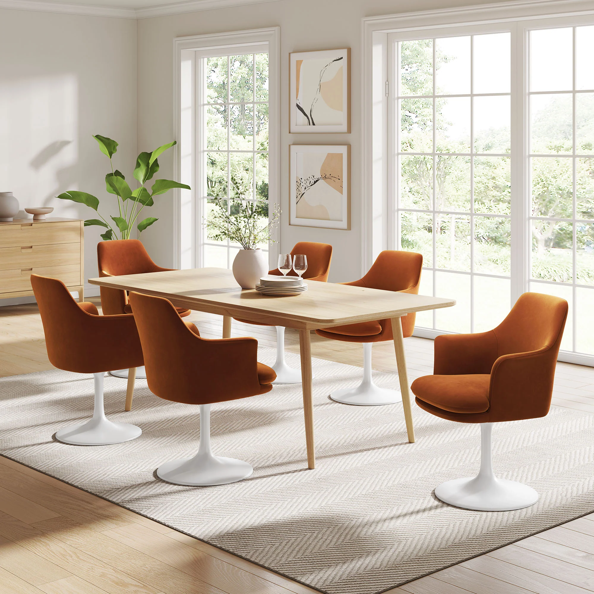 Lippa Swivel Dining Performance Velvet Armchair by Modway - Image 48