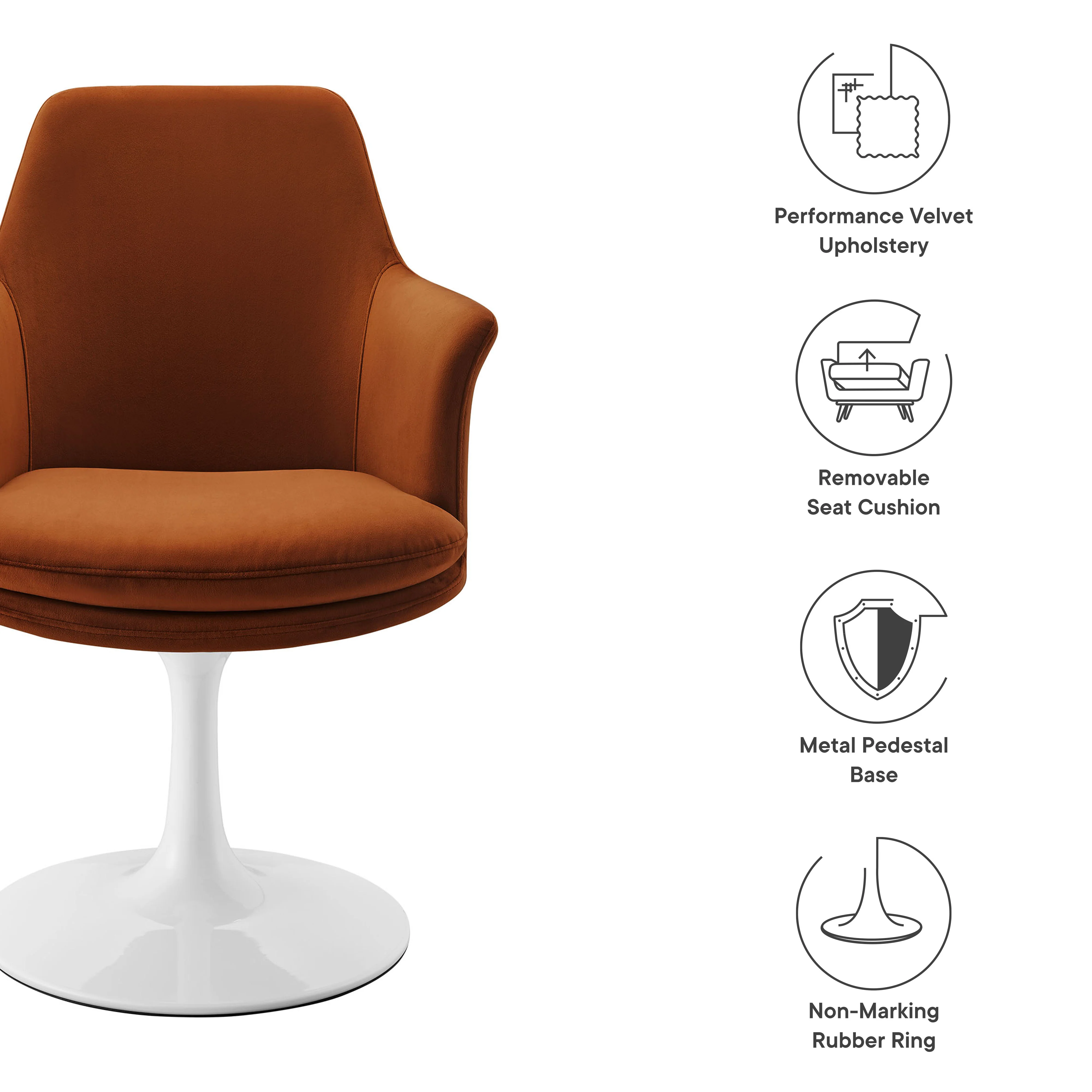 Lippa Swivel Dining Performance Velvet Armchair by Modway - Image 49