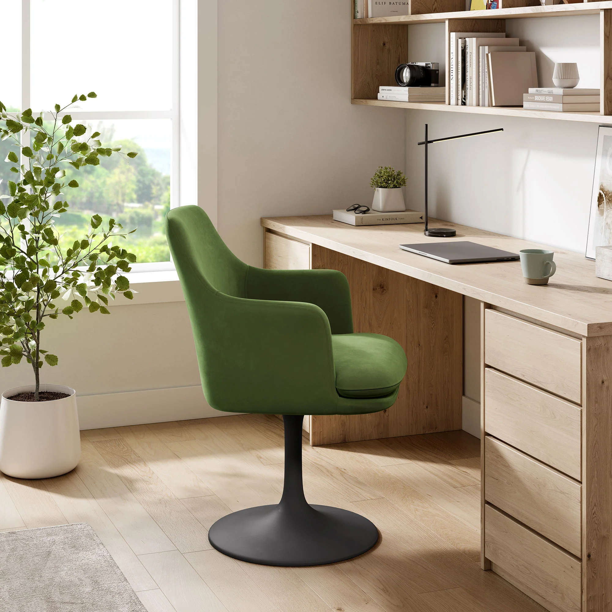 Lippa Swivel Dining Performance Velvet Armchair by Modway - Image 7