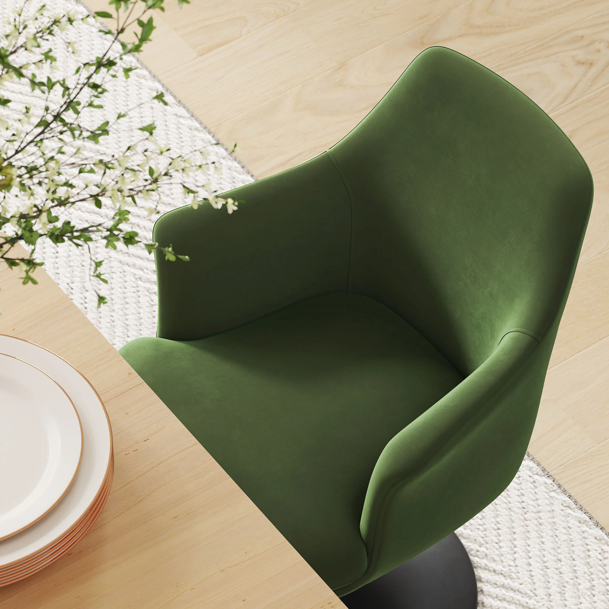Lippa Swivel Dining Performance Velvet Armchair by Modway - Image 8
