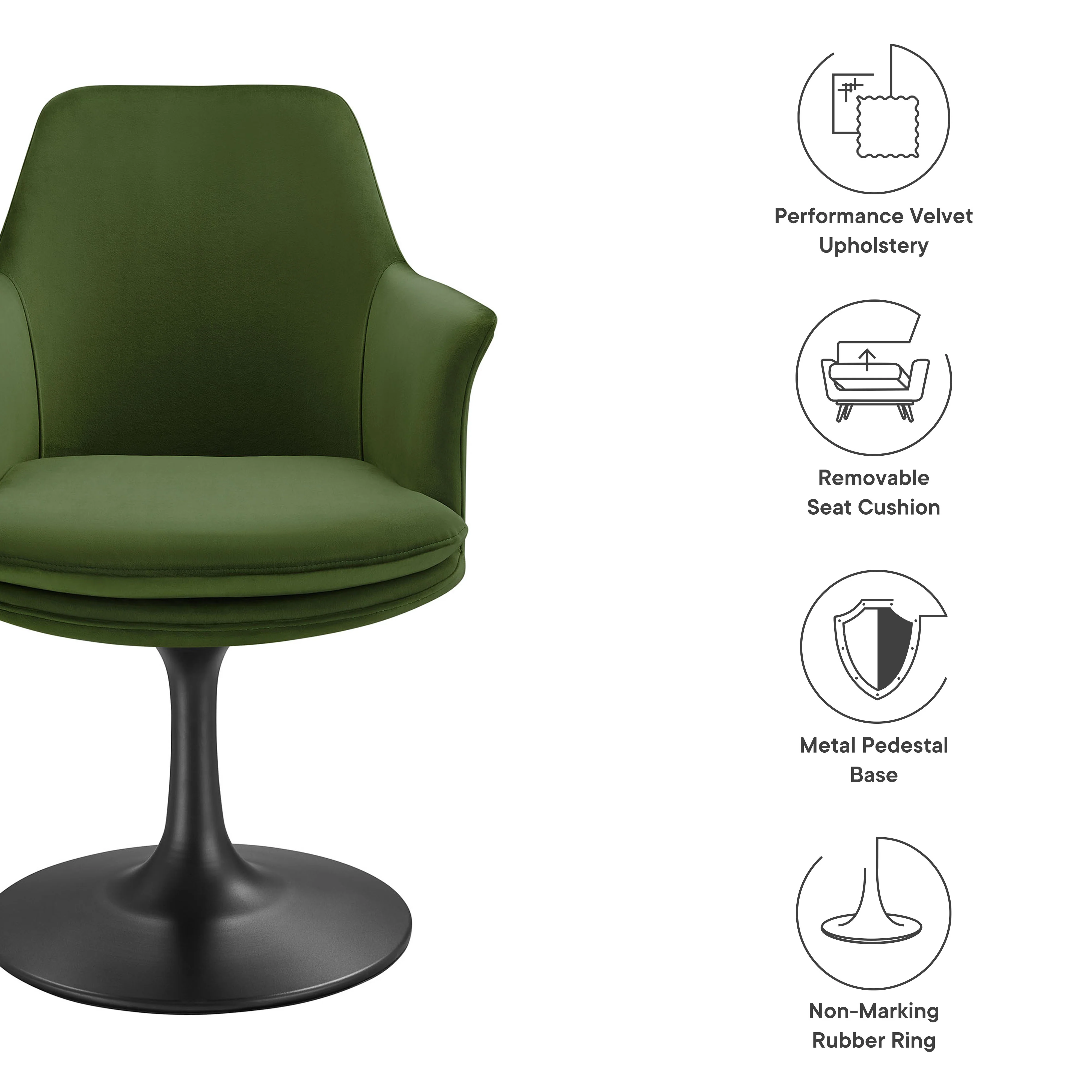 Lippa Swivel Dining Performance Velvet Armchair by Modway - Image 9
