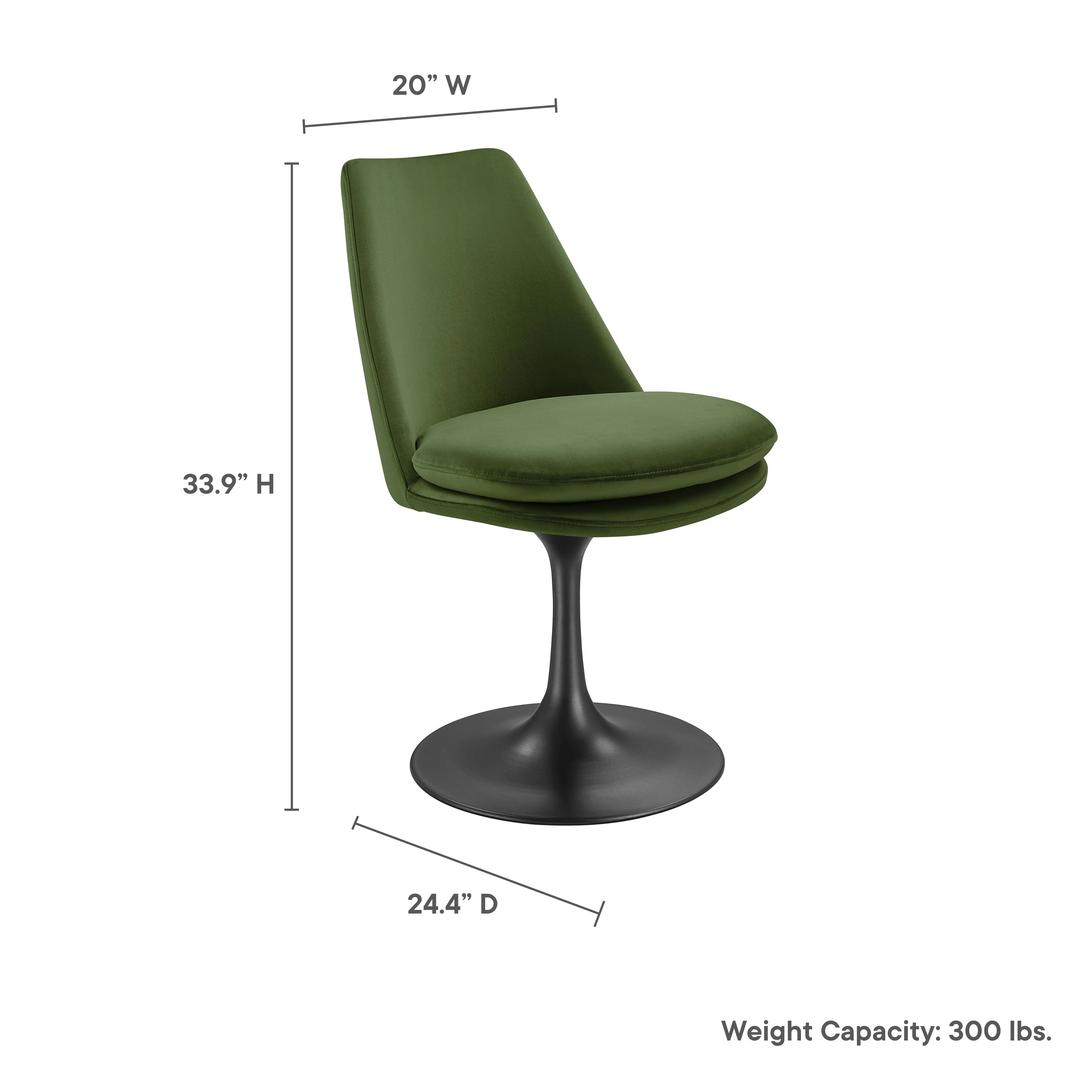 Lippa Swivel Dining Performance Velvet Side Chair by Modway - Image 10