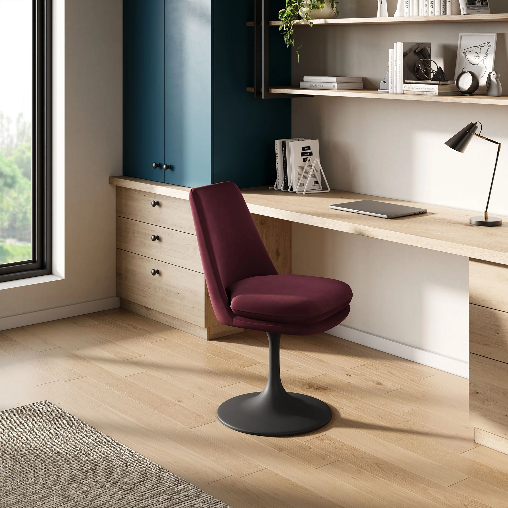 Lippa Swivel Dining Performance Velvet Side Chair by Modway - Image 16