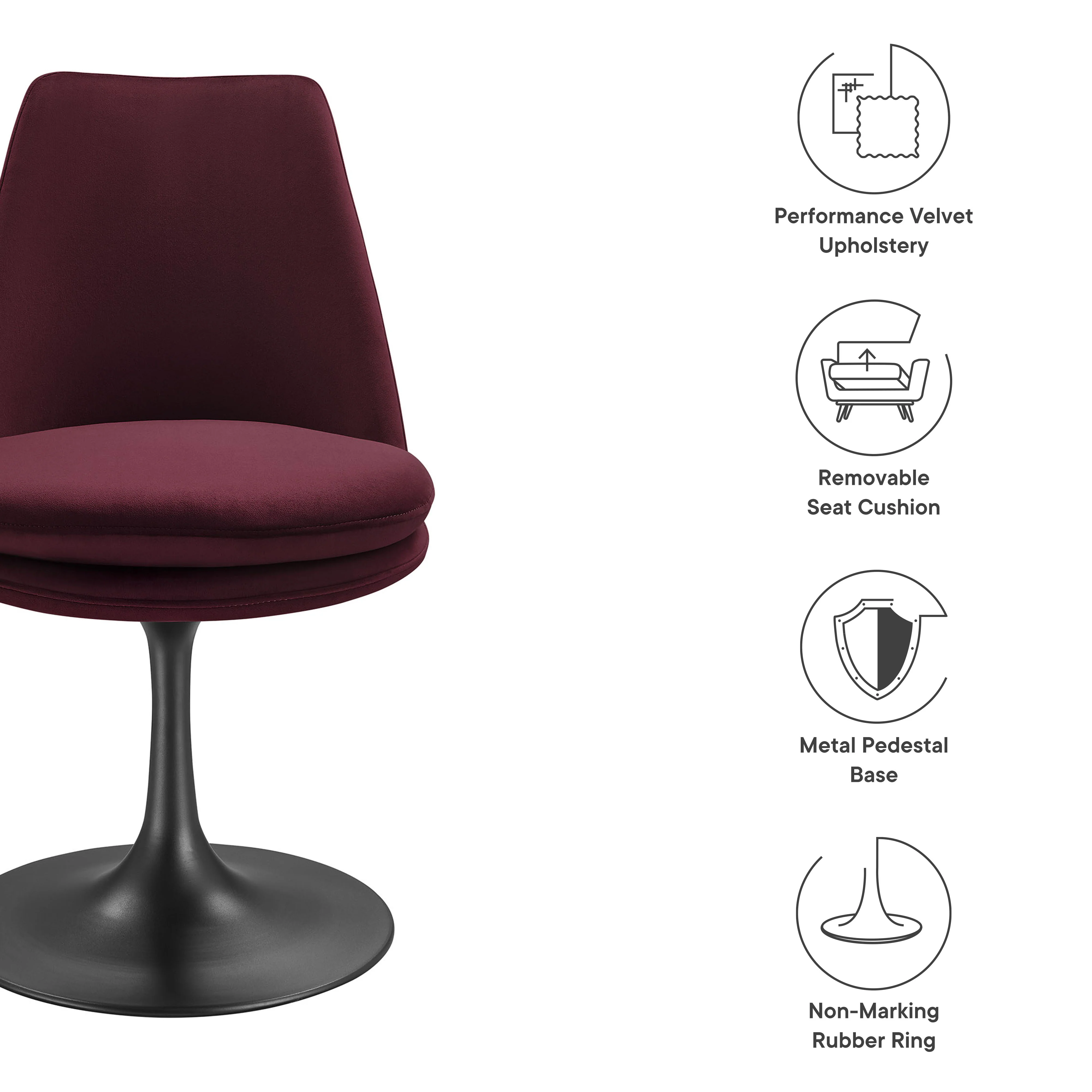Lippa Swivel Dining Performance Velvet Side Chair by Modway - Image 19