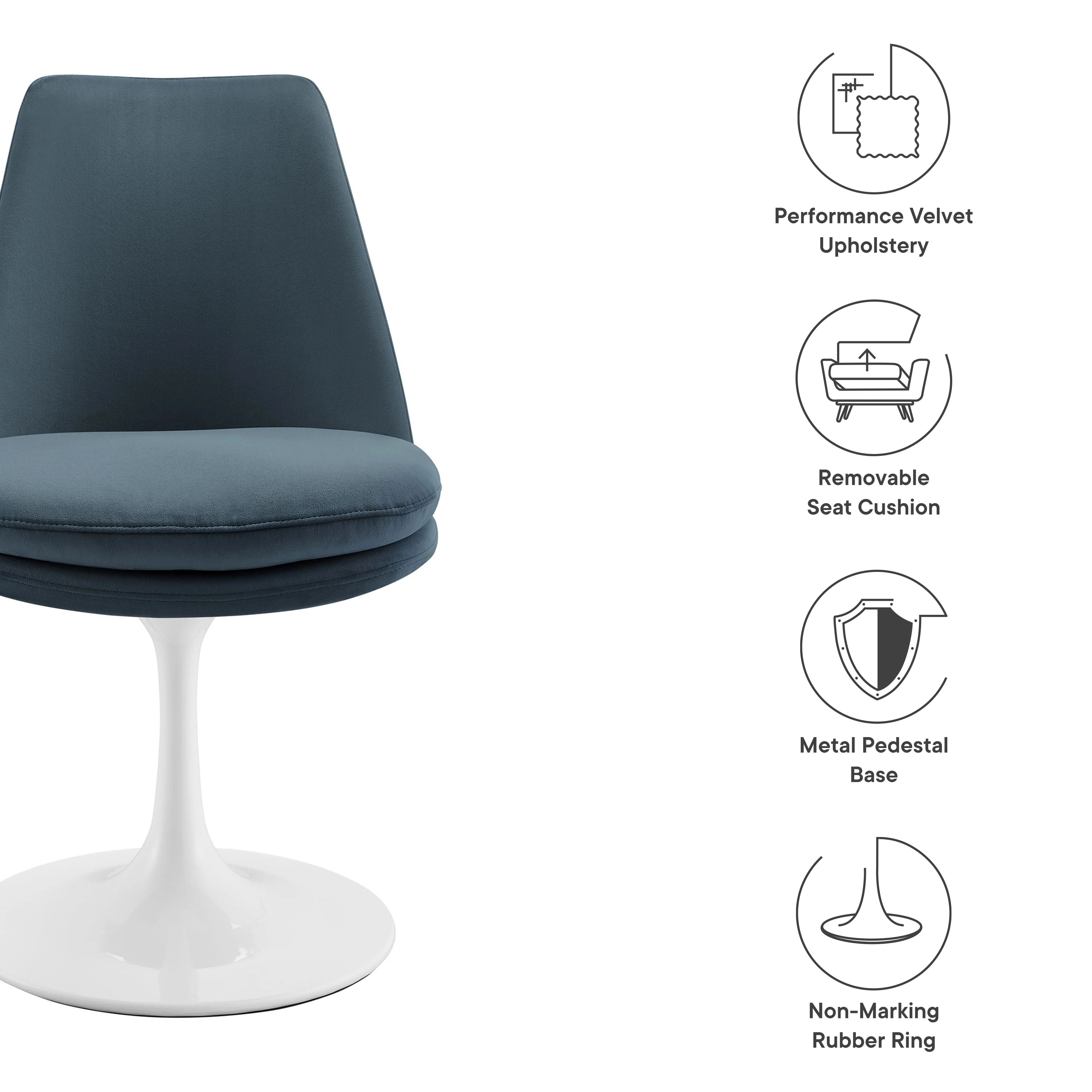 Lippa Swivel Dining Performance Velvet Side Chair by Modway - Image 29