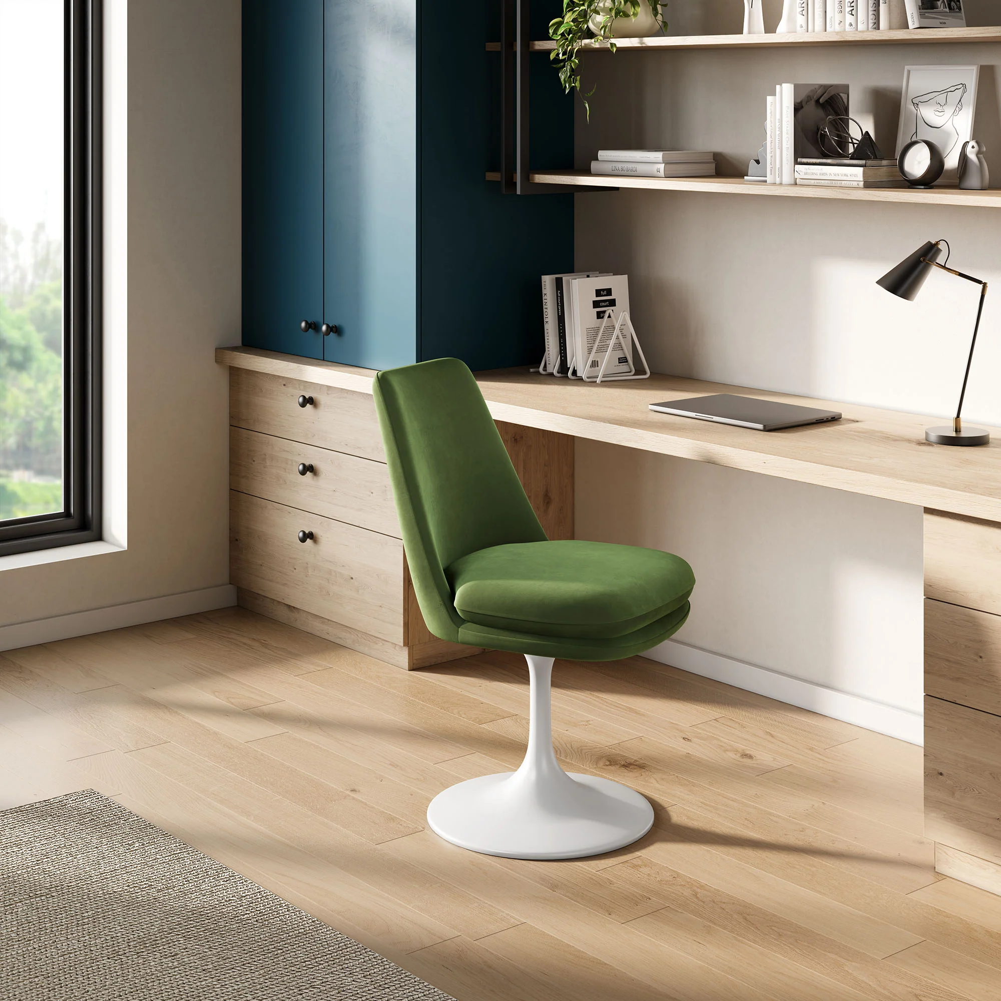 Lippa Swivel Dining Performance Velvet Side Chair by Modway - Image 36