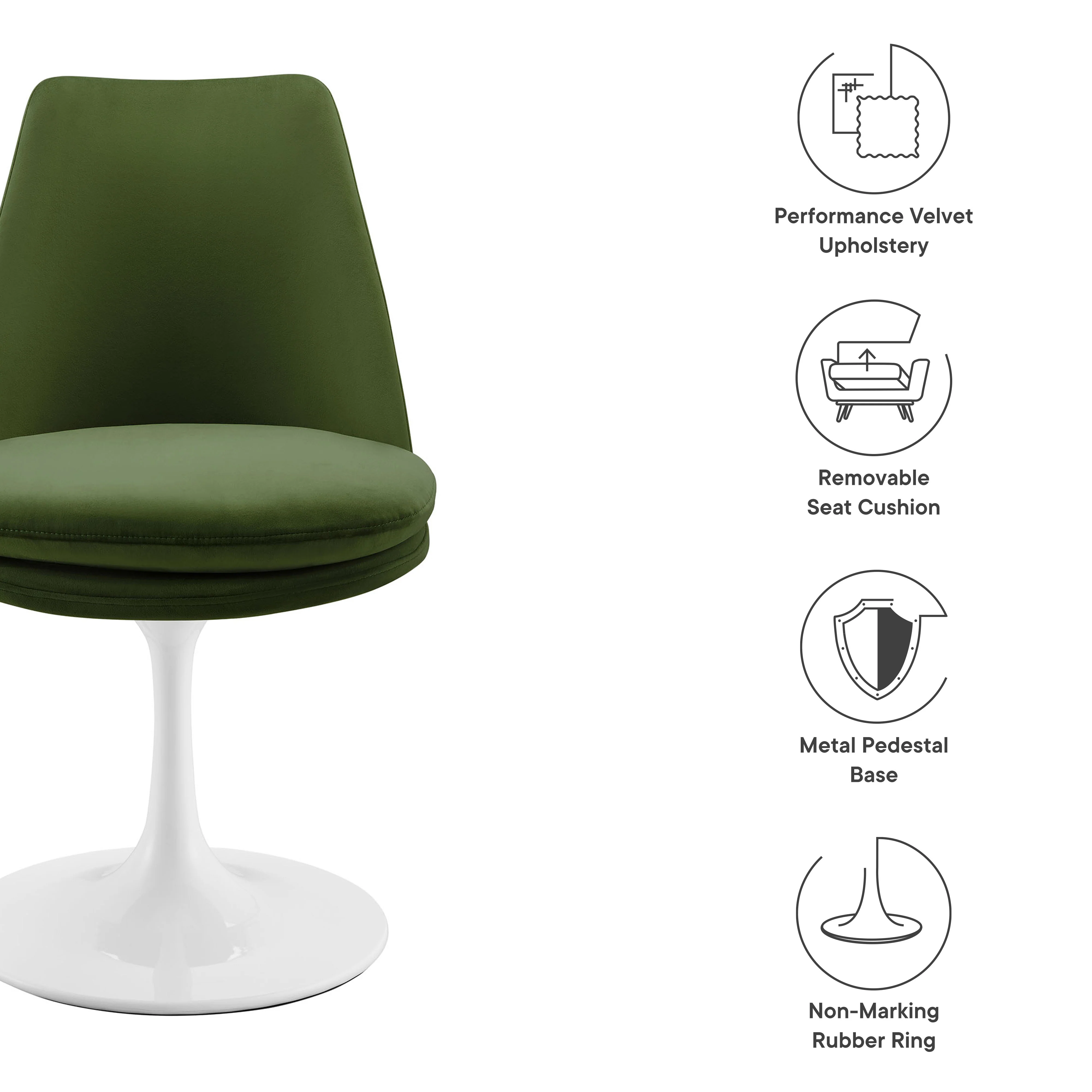 Lippa Swivel Dining Performance Velvet Side Chair by Modway - Image 39