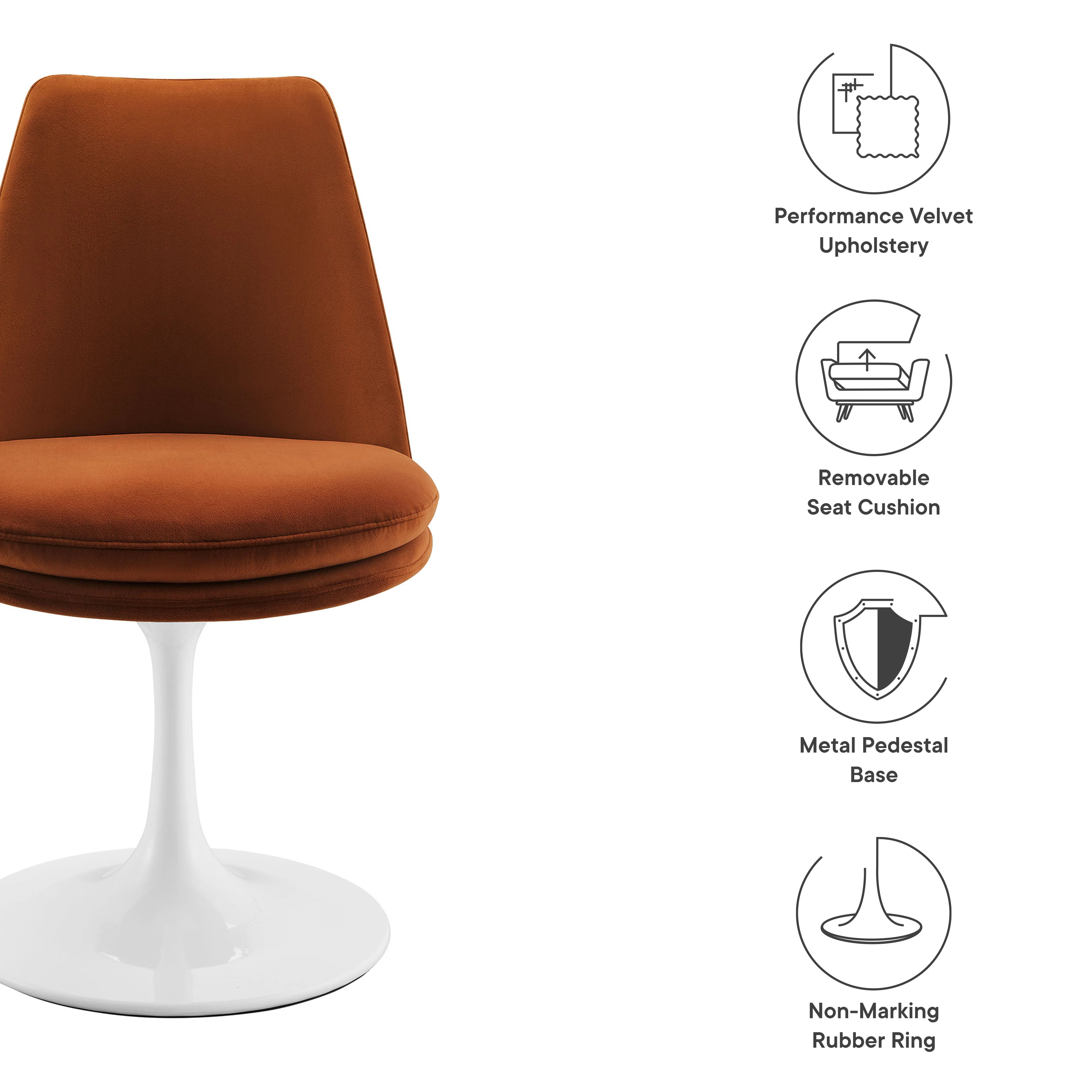 Lippa Swivel Dining Performance Velvet Side Chair by Modway - Image 49