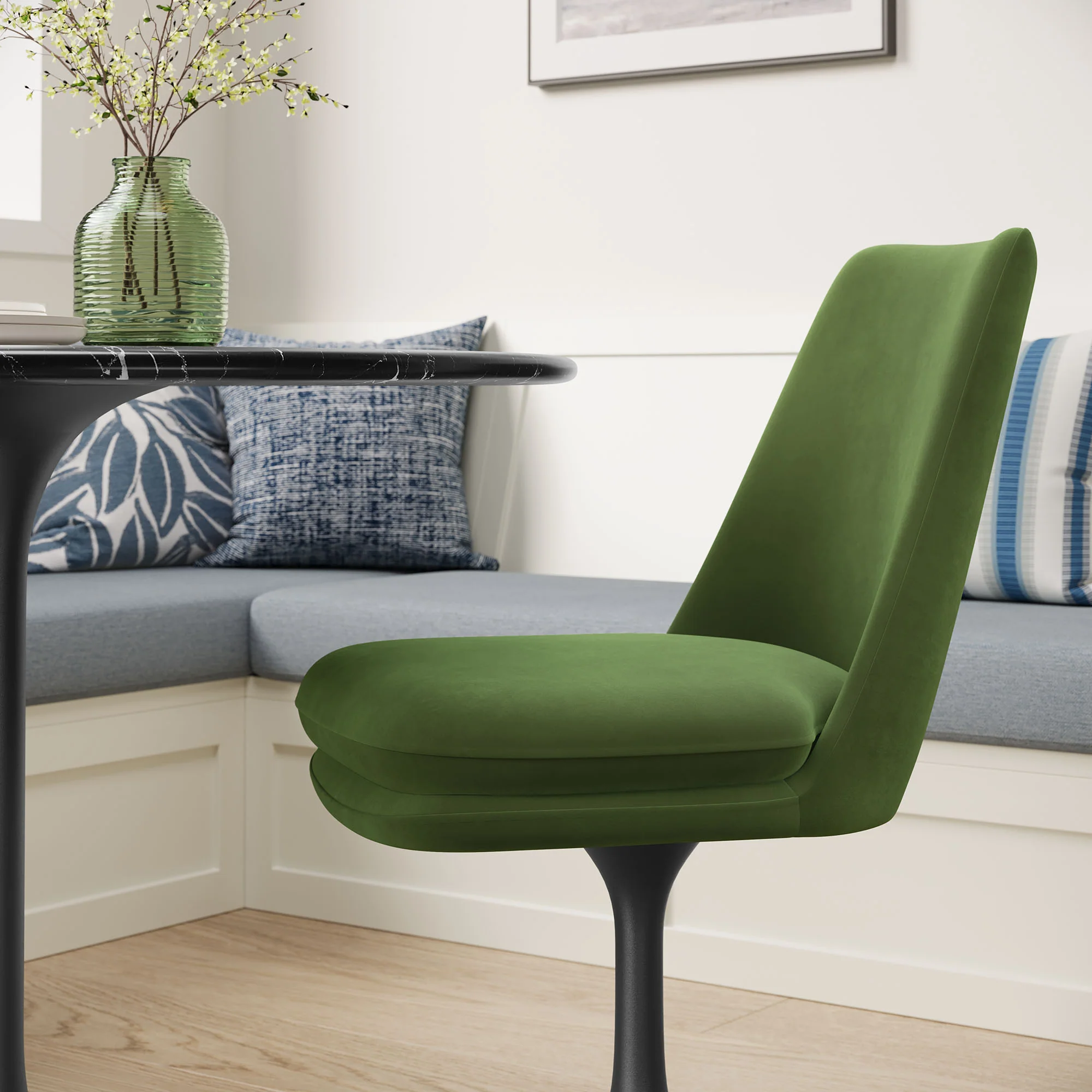 Lippa Swivel Dining Performance Velvet Side Chair by Modway - Image 7