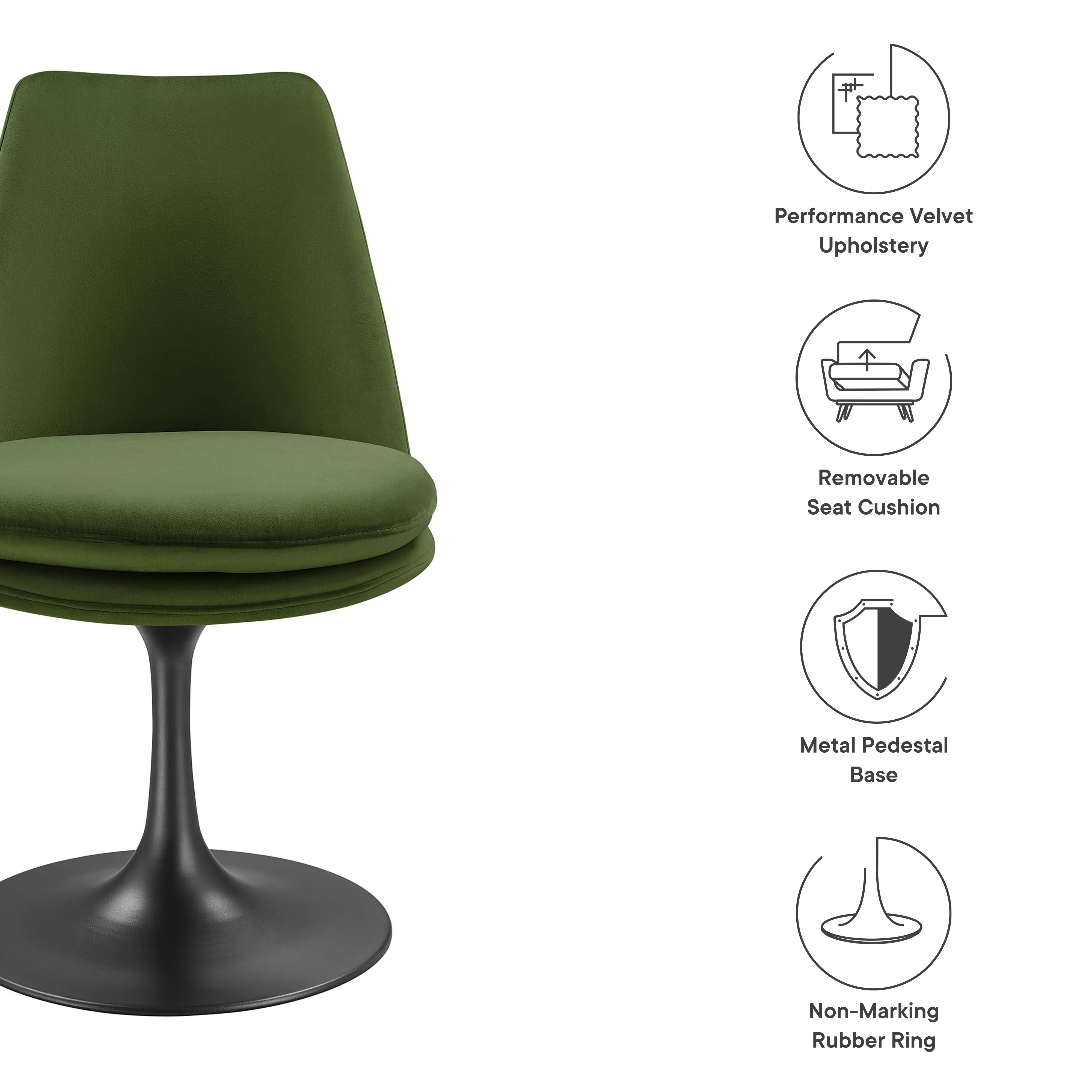 Lippa Swivel Dining Performance Velvet Side Chair by Modway - Image 9