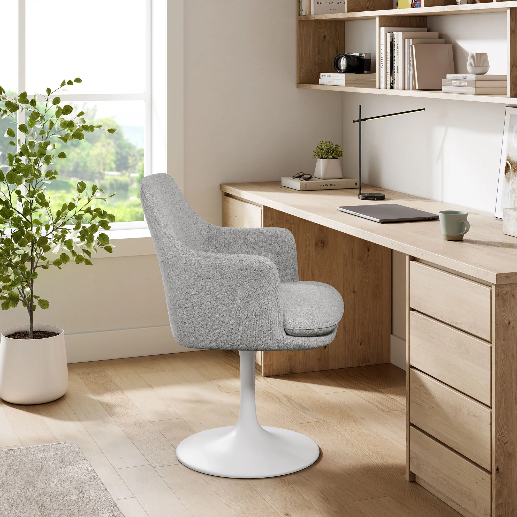 Lippa Swivel Dining Upholstered Armchair by Modway - Image 16