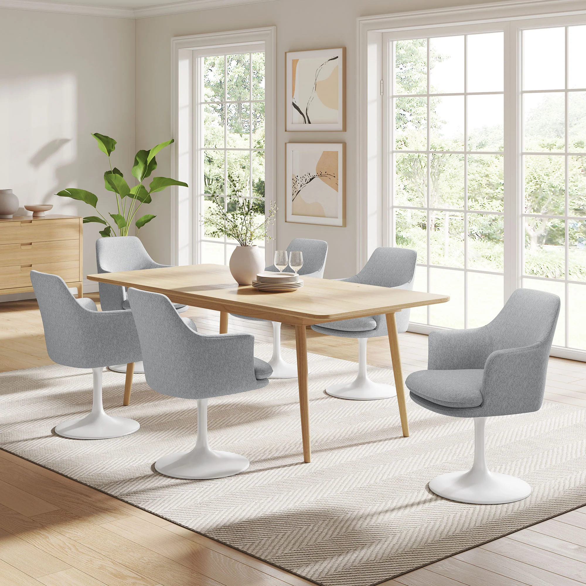 Lippa Swivel Dining Upholstered Armchair by Modway - Image 18