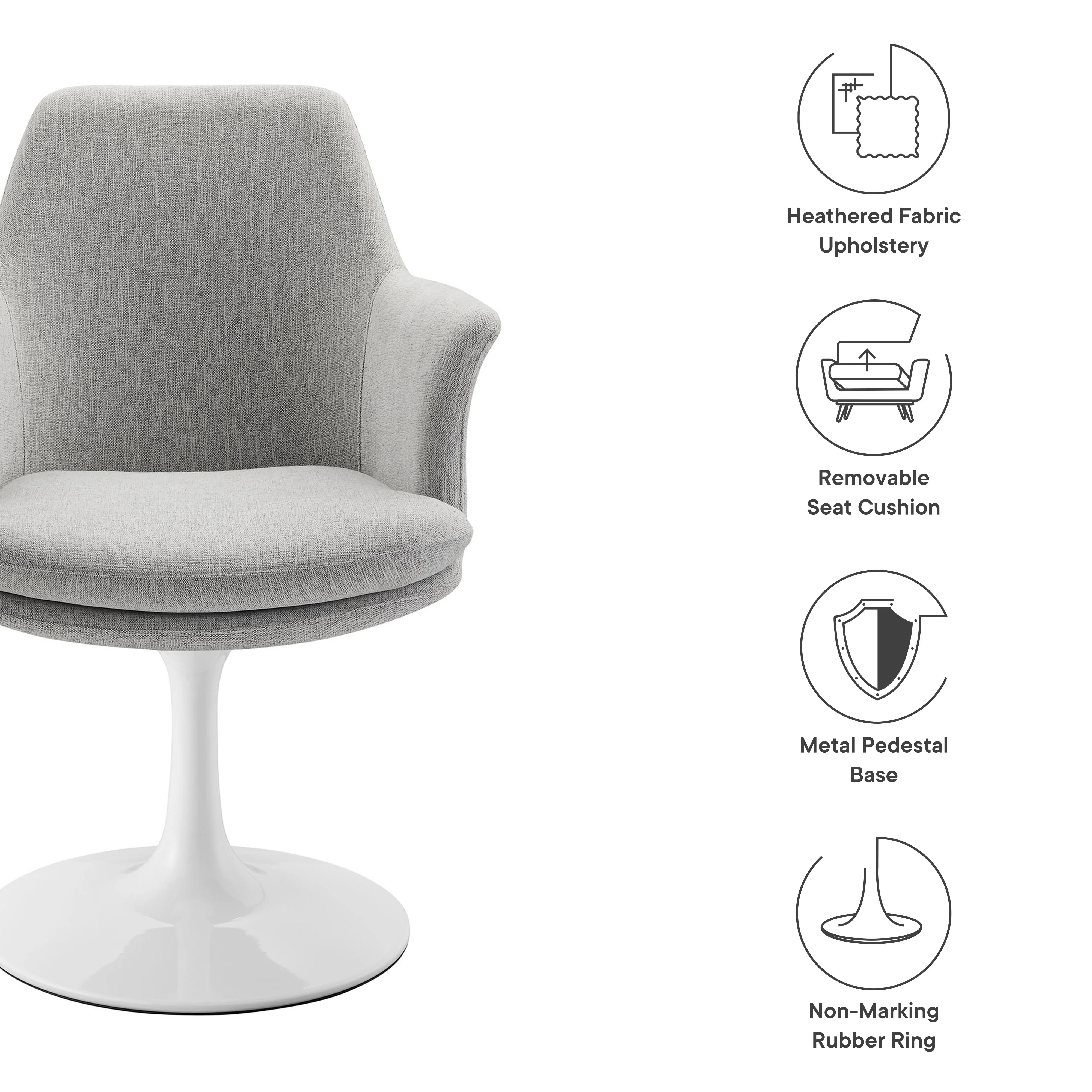 Lippa Swivel Dining Upholstered Armchair by Modway - Image 19