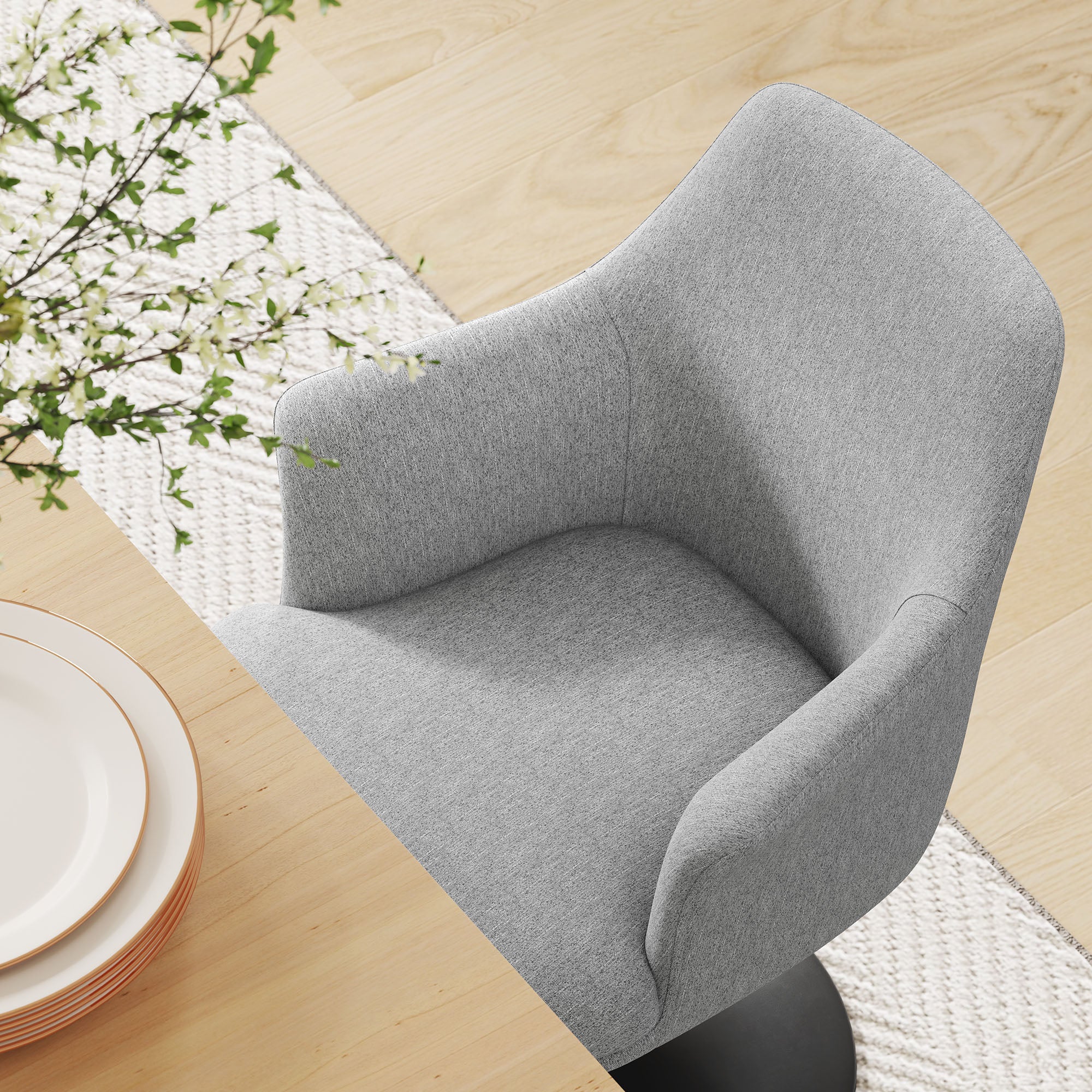 Lippa Swivel Dining Upholstered Armchair by Modway - Image 7