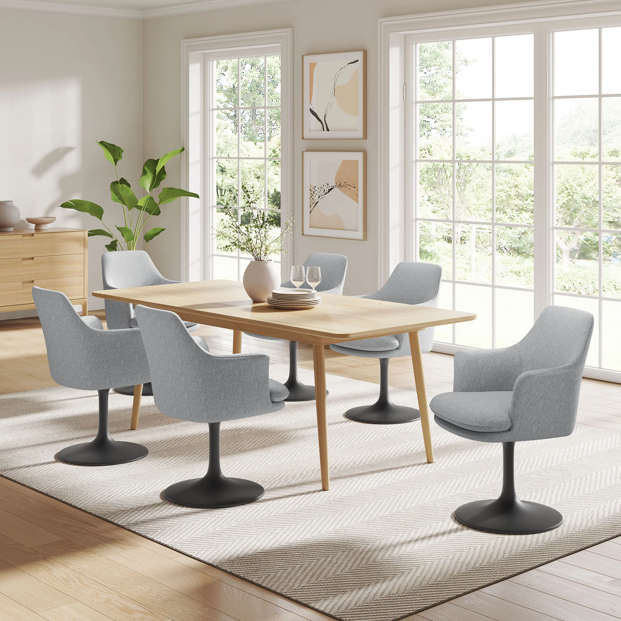 Lippa Swivel Dining Upholstered Armchair by Modway - Image 8