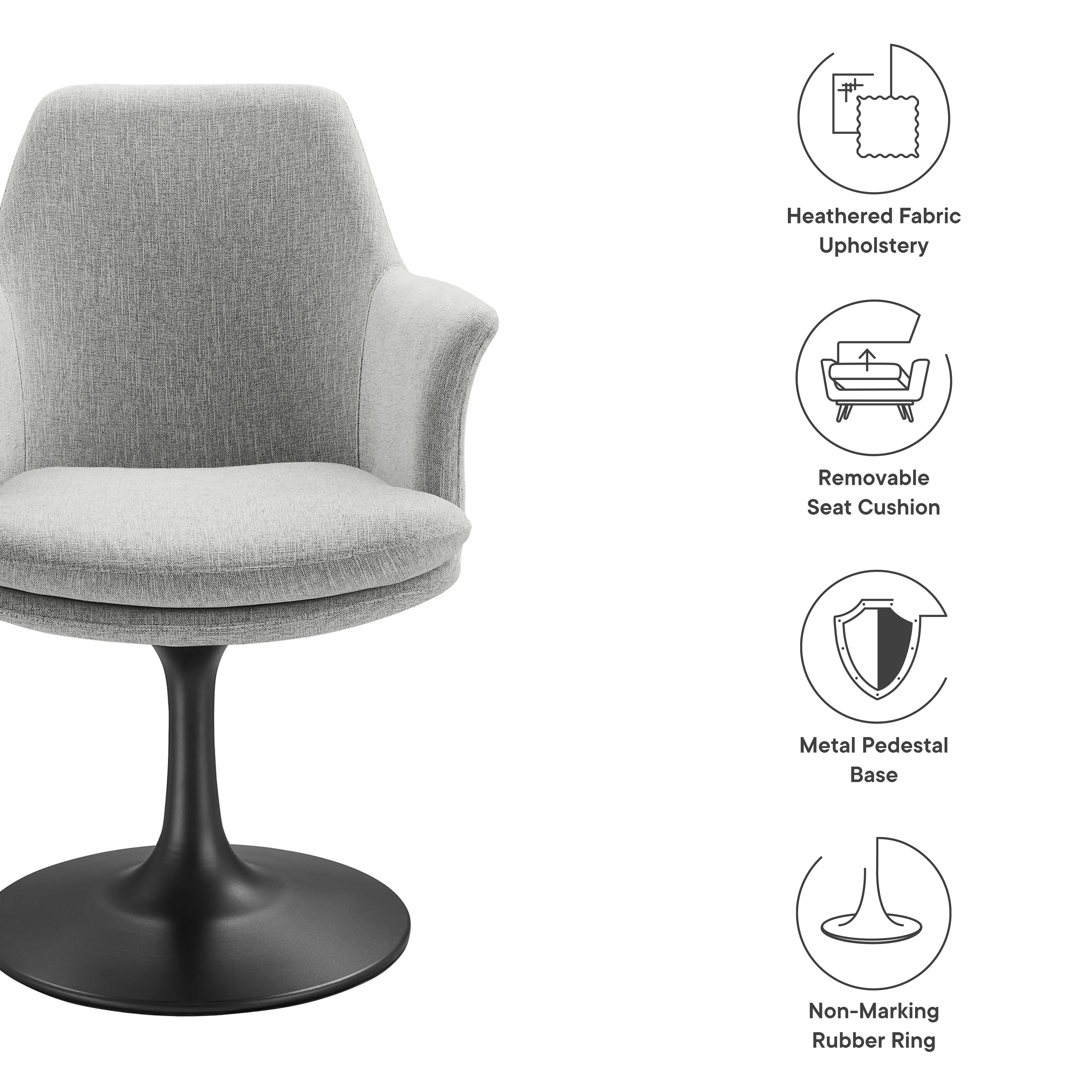 Lippa Swivel Dining Upholstered Armchair by Modway - Image 9