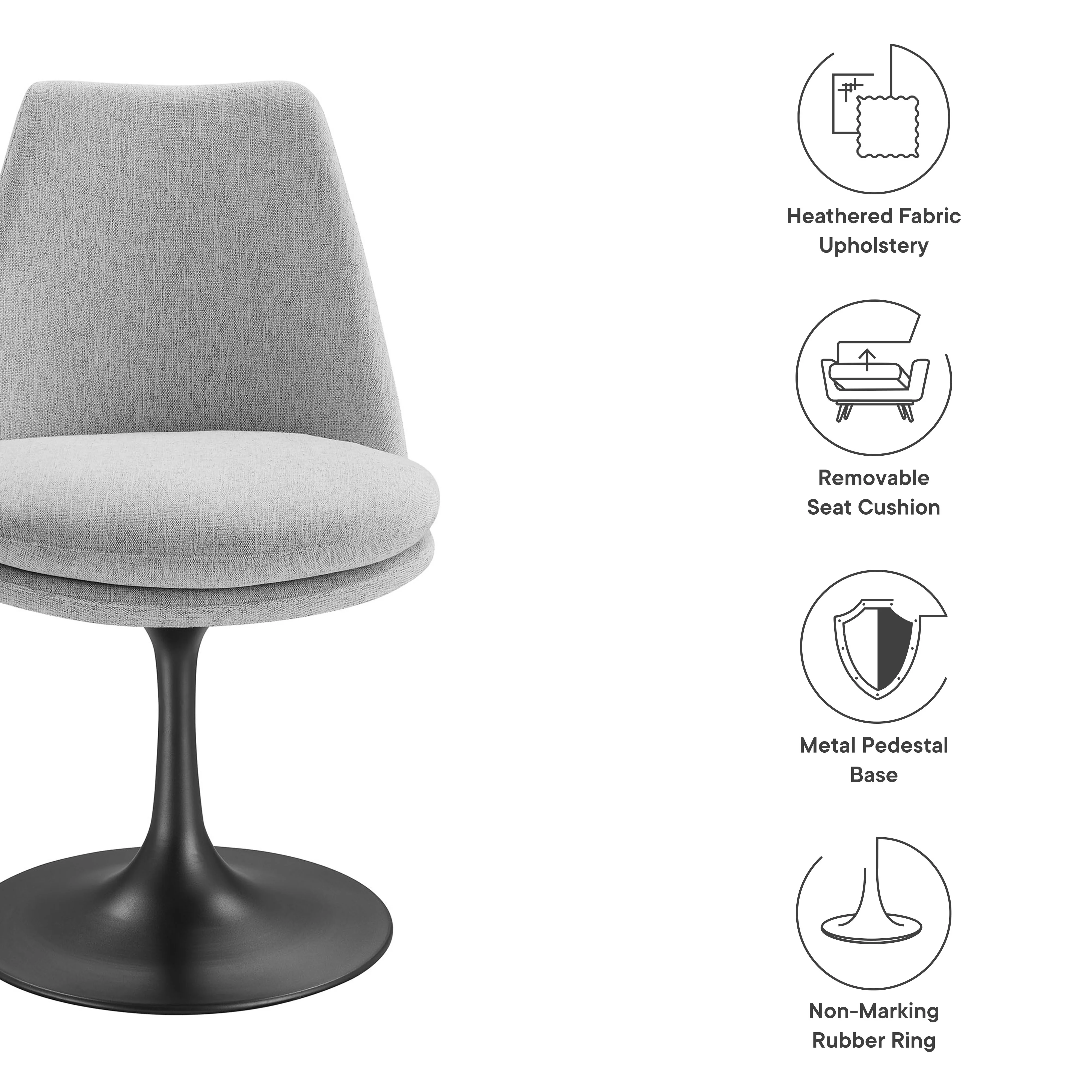 Lippa Swivel Dining Upholstered Side Chair by Modway - Image 9