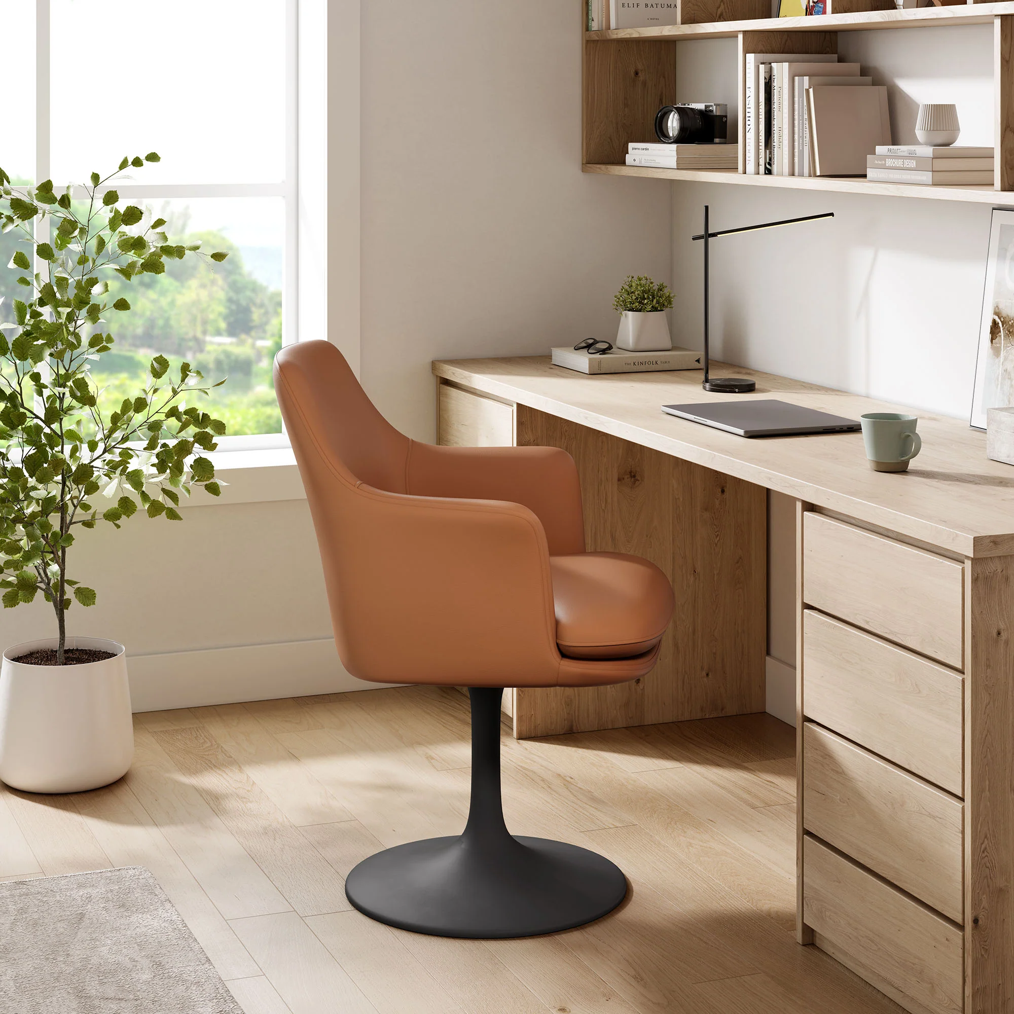 Lippa Swivel Dining Vegan Leather Armchair by Modway - Image 16