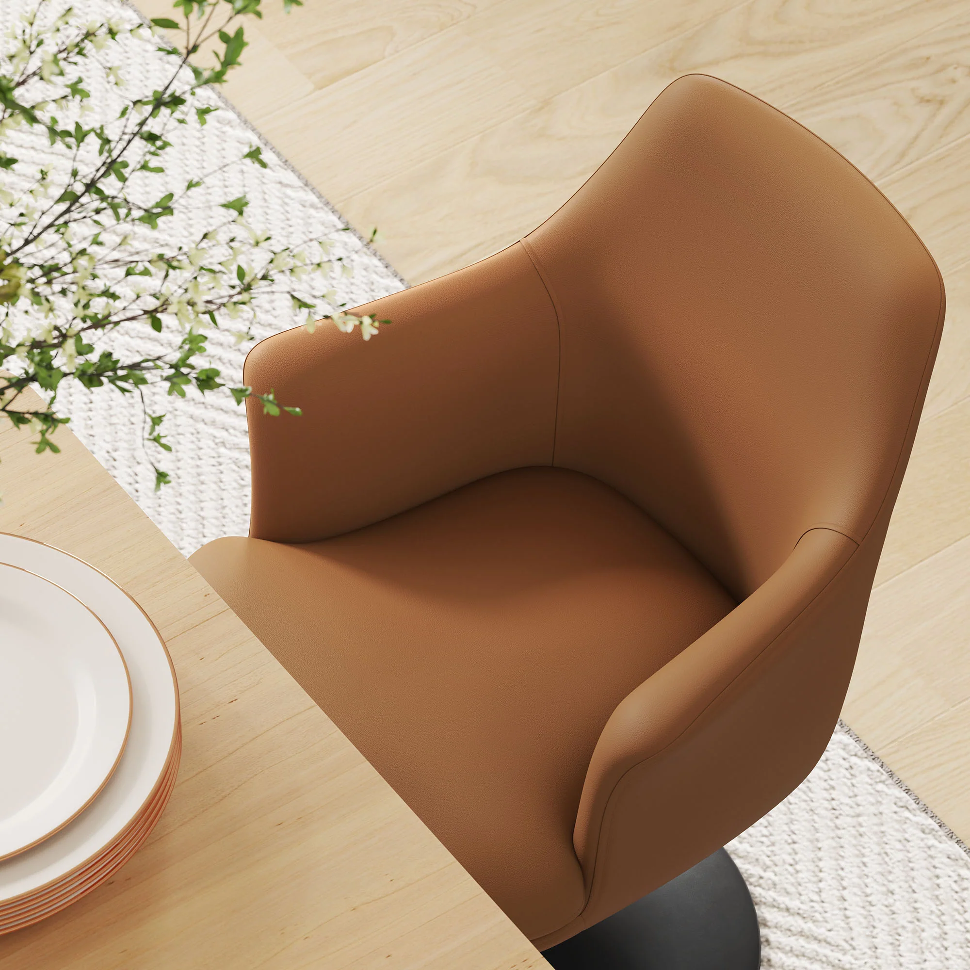 Lippa Swivel Dining Vegan Leather Armchair by Modway - Image 17