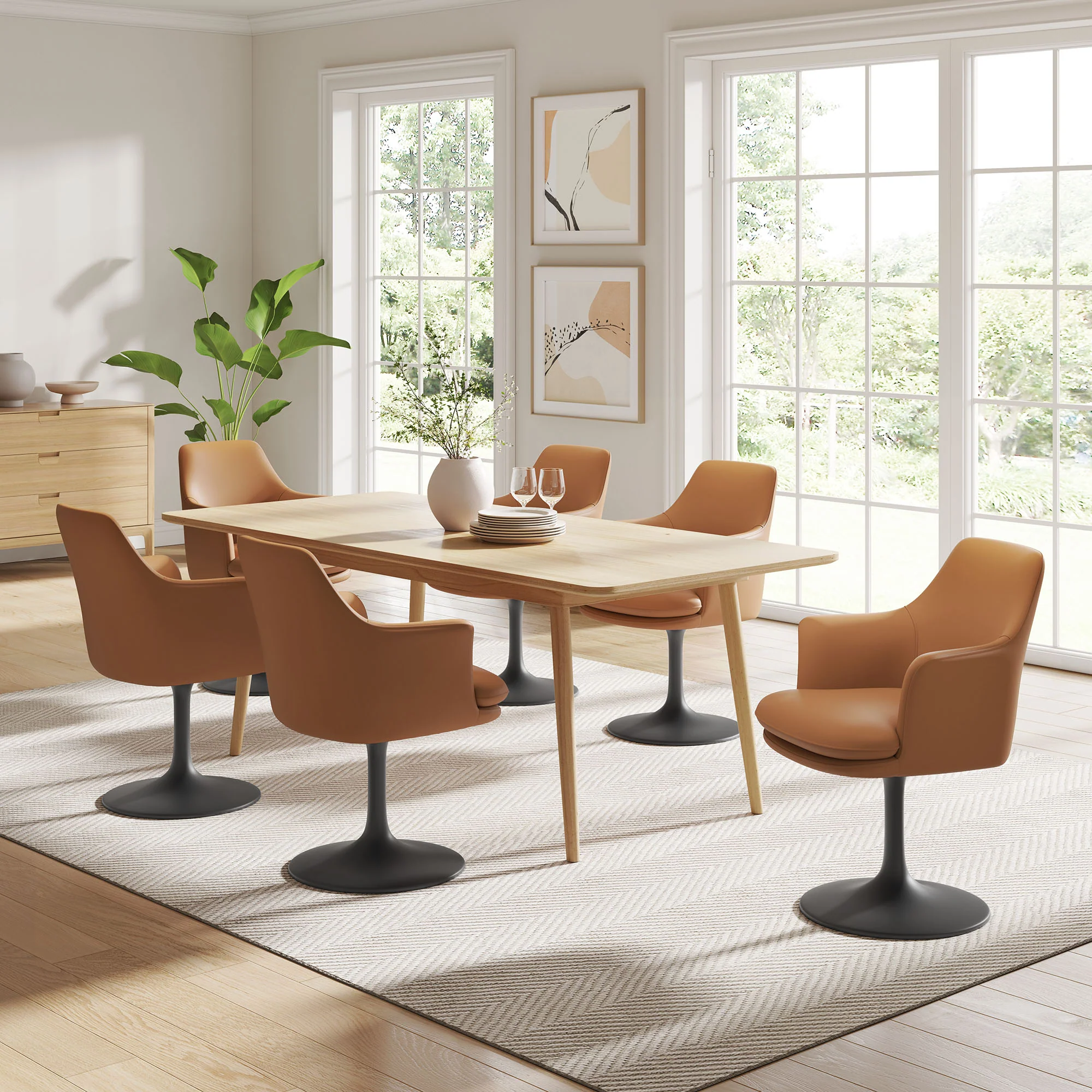 Lippa Swivel Dining Vegan Leather Armchair by Modway - Image 18