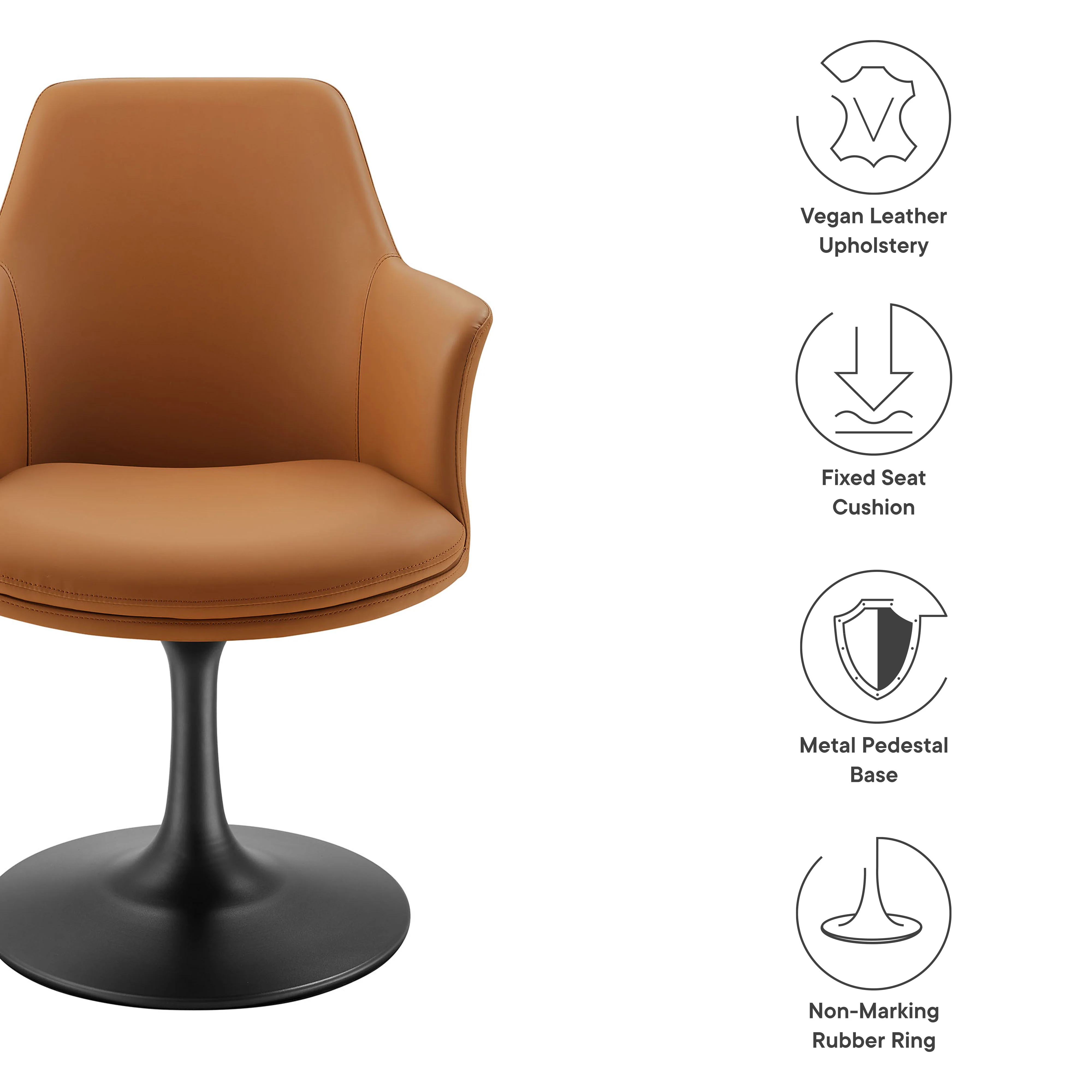 Lippa Swivel Dining Vegan Leather Armchair by Modway - Image 19