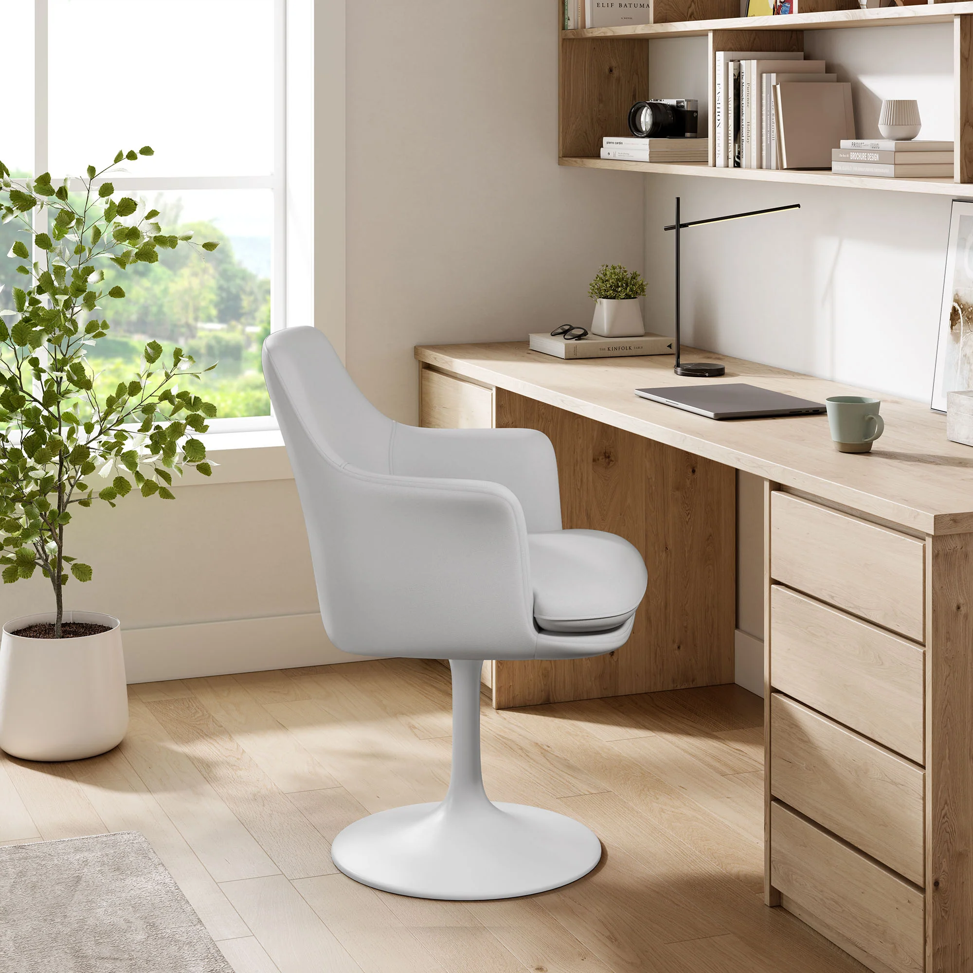 Lippa Swivel Dining Vegan Leather Armchair by Modway - Image 26