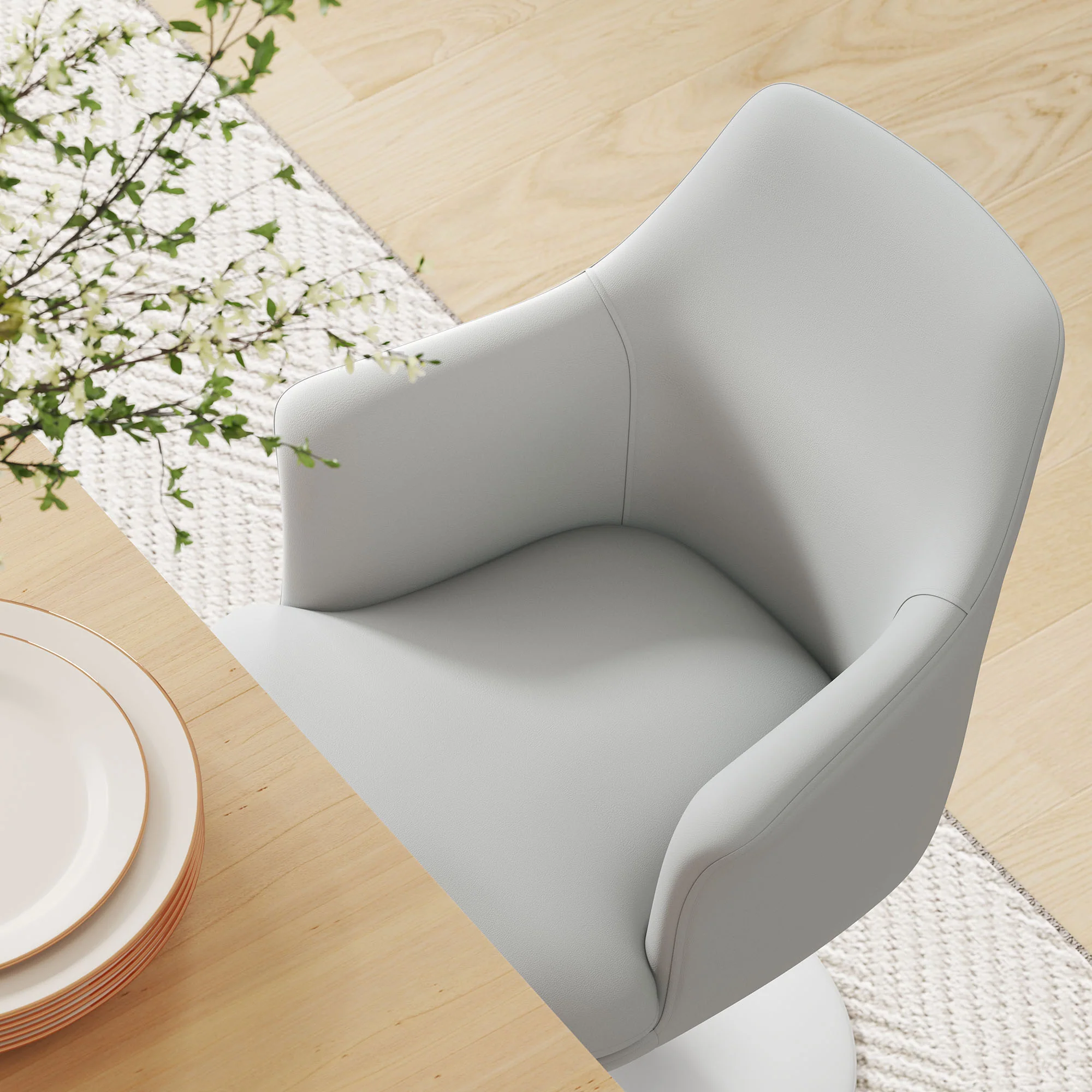 Lippa Swivel Dining Vegan Leather Armchair by Modway - Image 27
