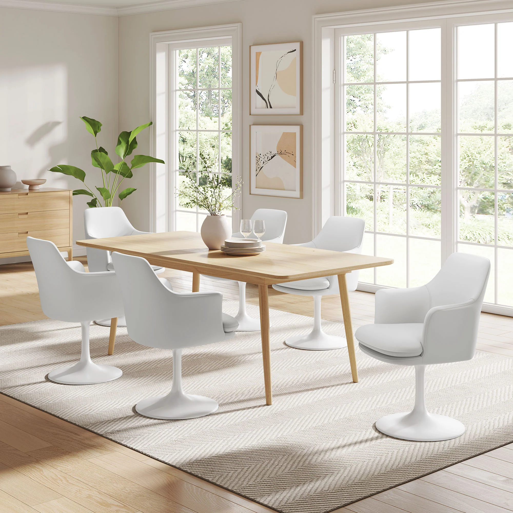 Lippa Swivel Dining Vegan Leather Armchair by Modway - Image 28