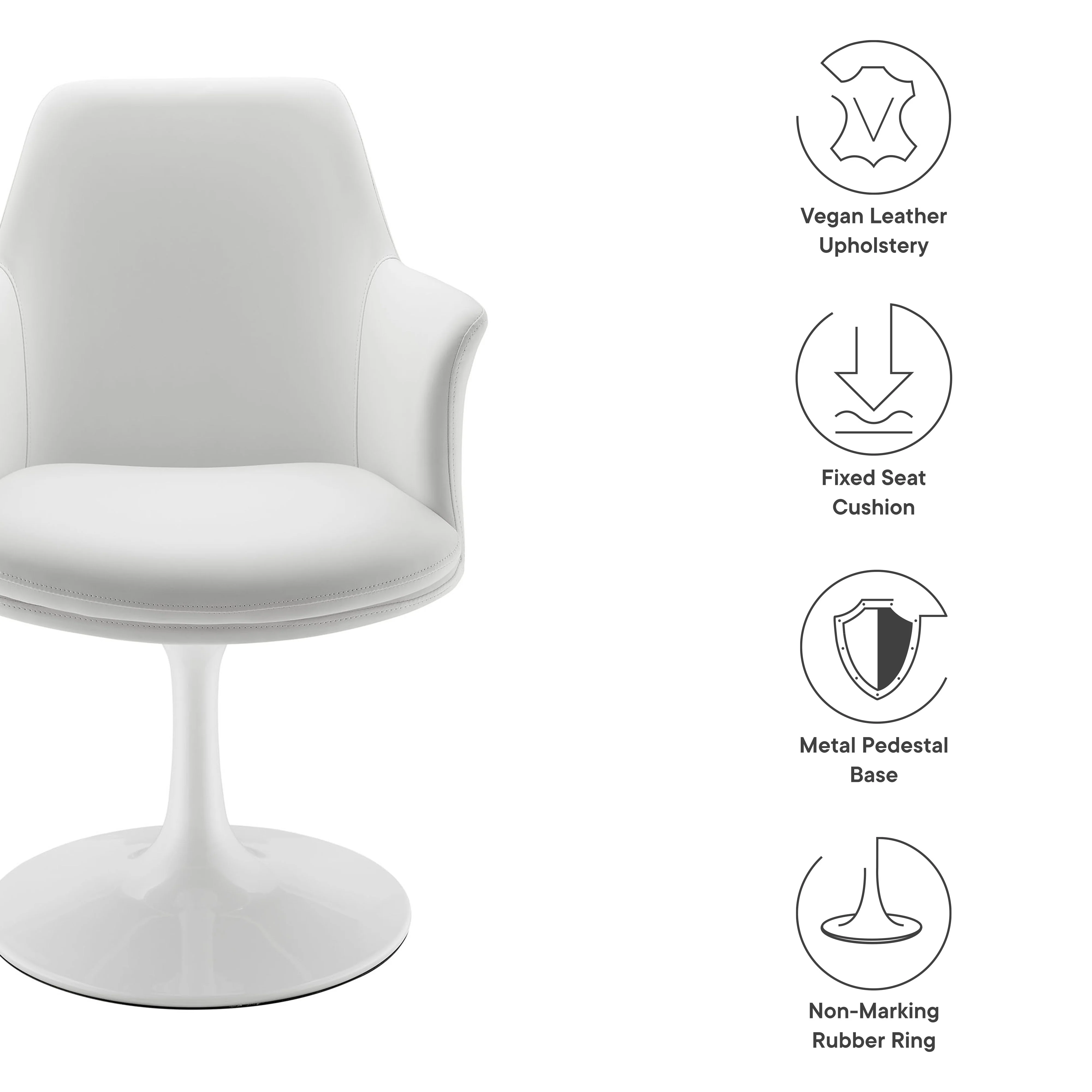 Lippa Swivel Dining Vegan Leather Armchair by Modway - Image 29