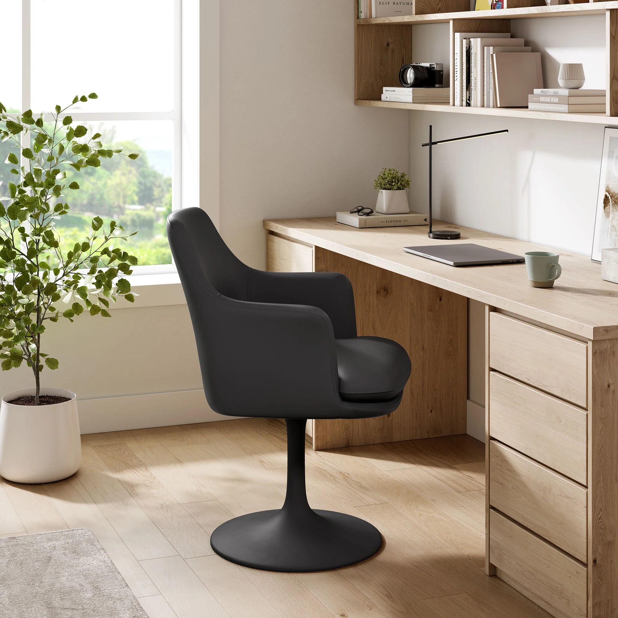 Lippa Swivel Dining Vegan Leather Armchair by Modway - Image 7