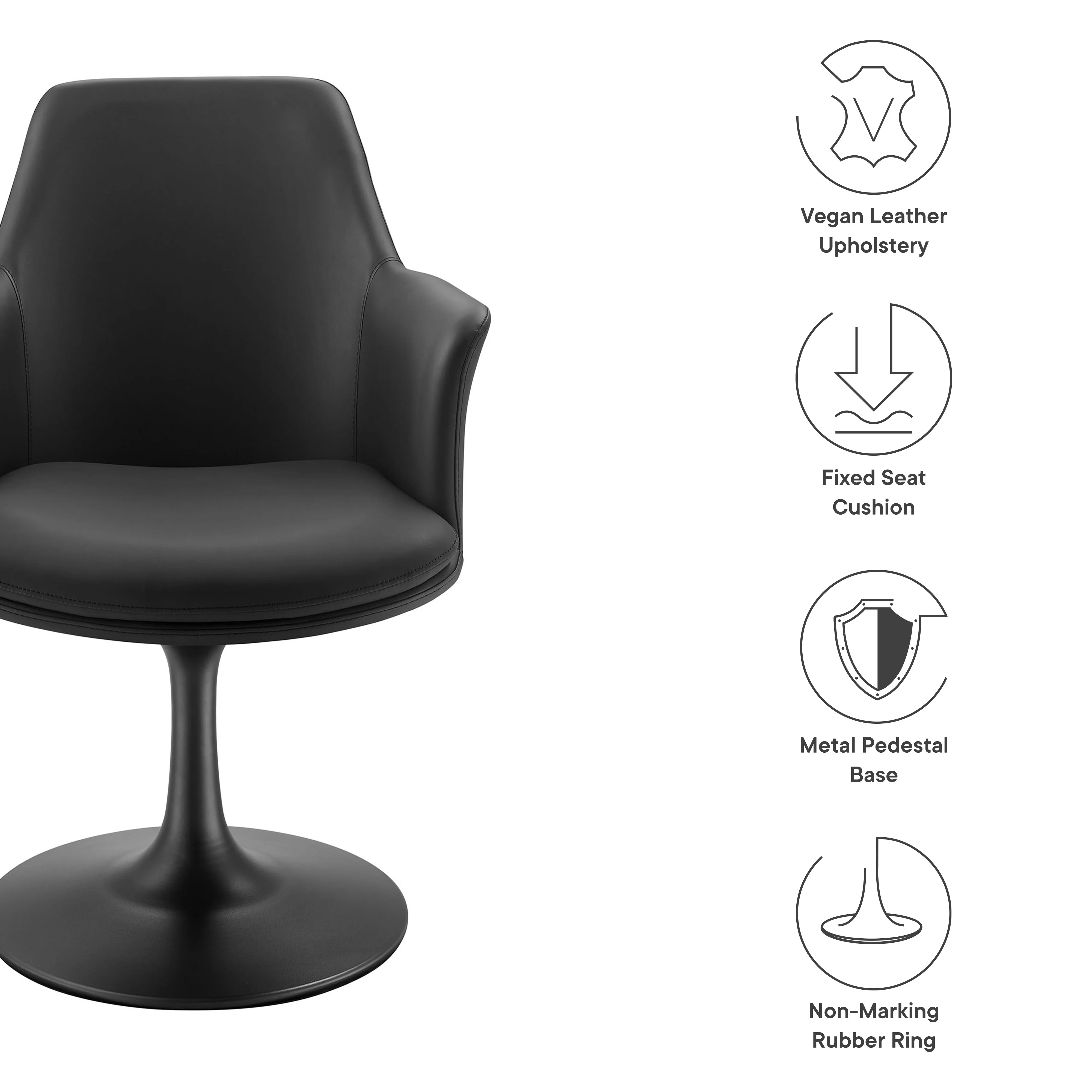 Lippa Swivel Dining Vegan Leather Armchair by Modway - Image 9