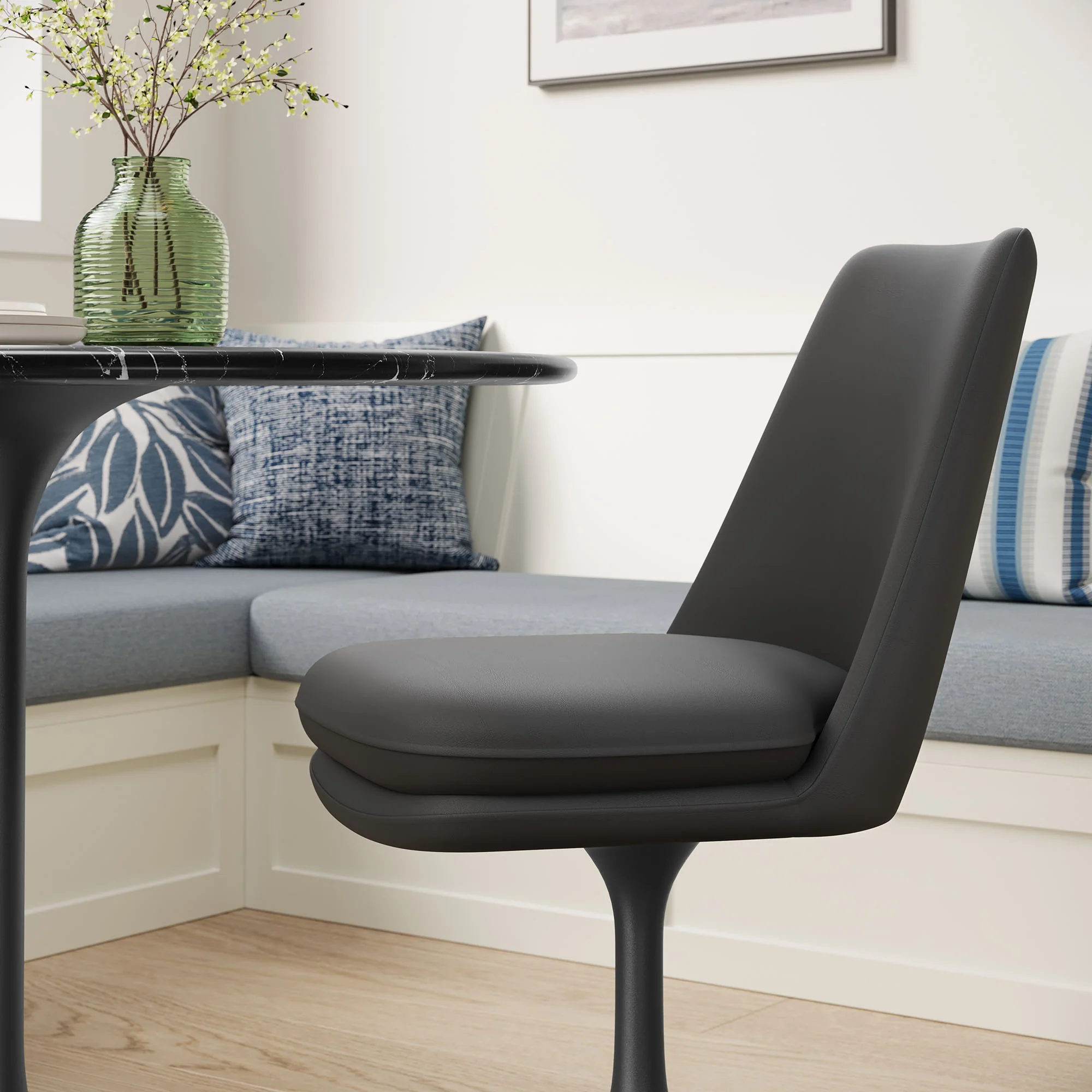 Lippa Swivel Dining Vegan Leather Side Chair by Modway - Image 7