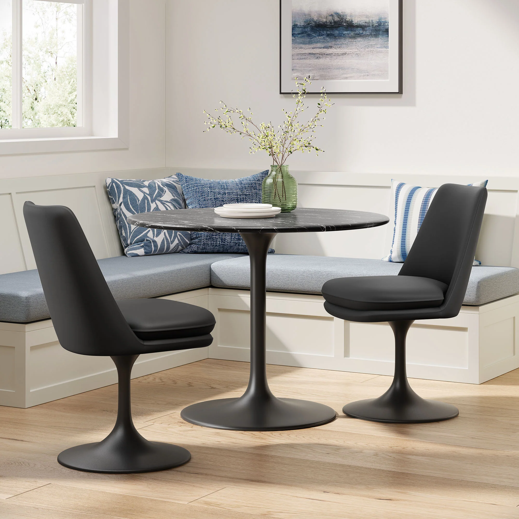 Lippa Swivel Dining Vegan Leather Side Chair by Modway - Image 8