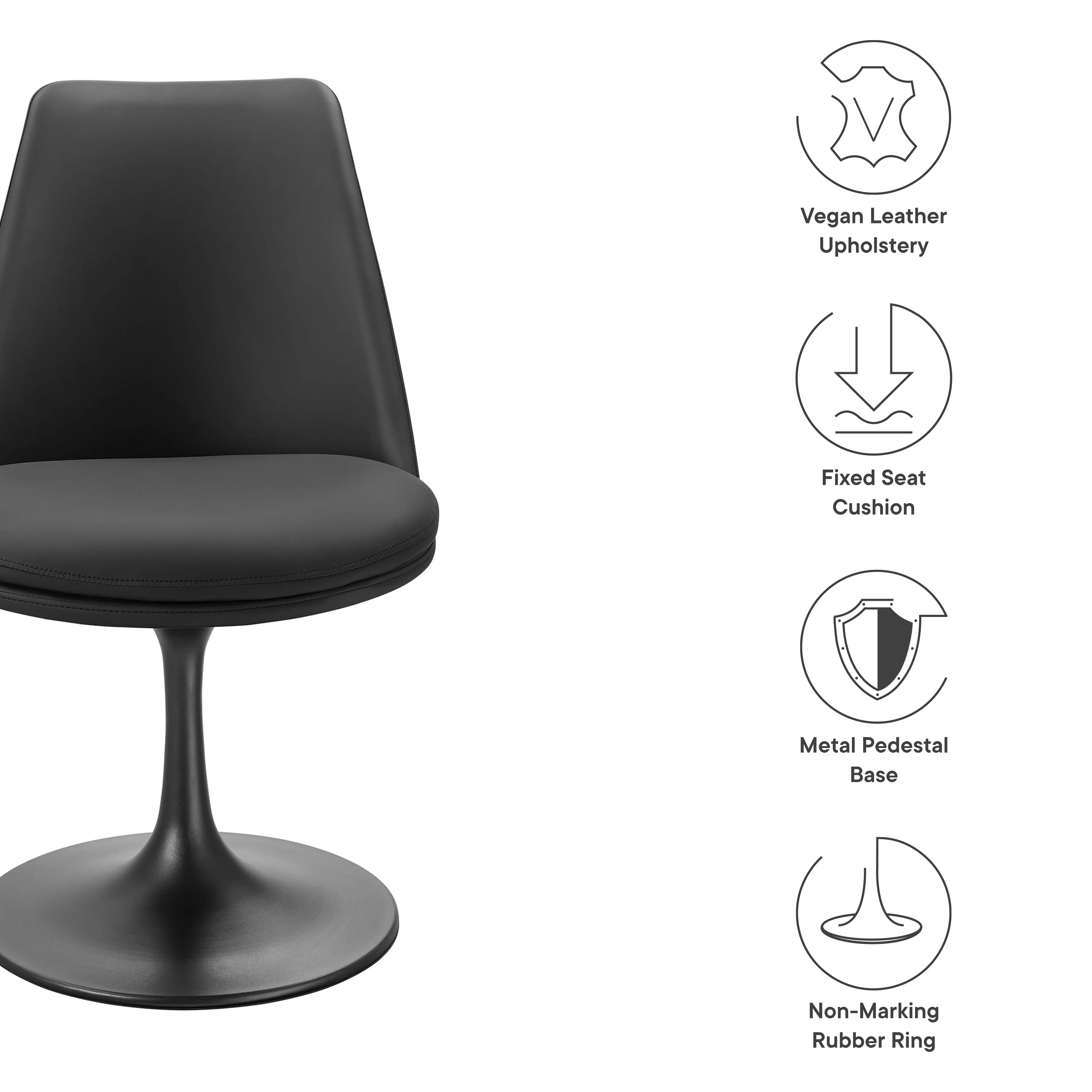 Lippa Swivel Dining Vegan Leather Side Chair by Modway - Image 9
