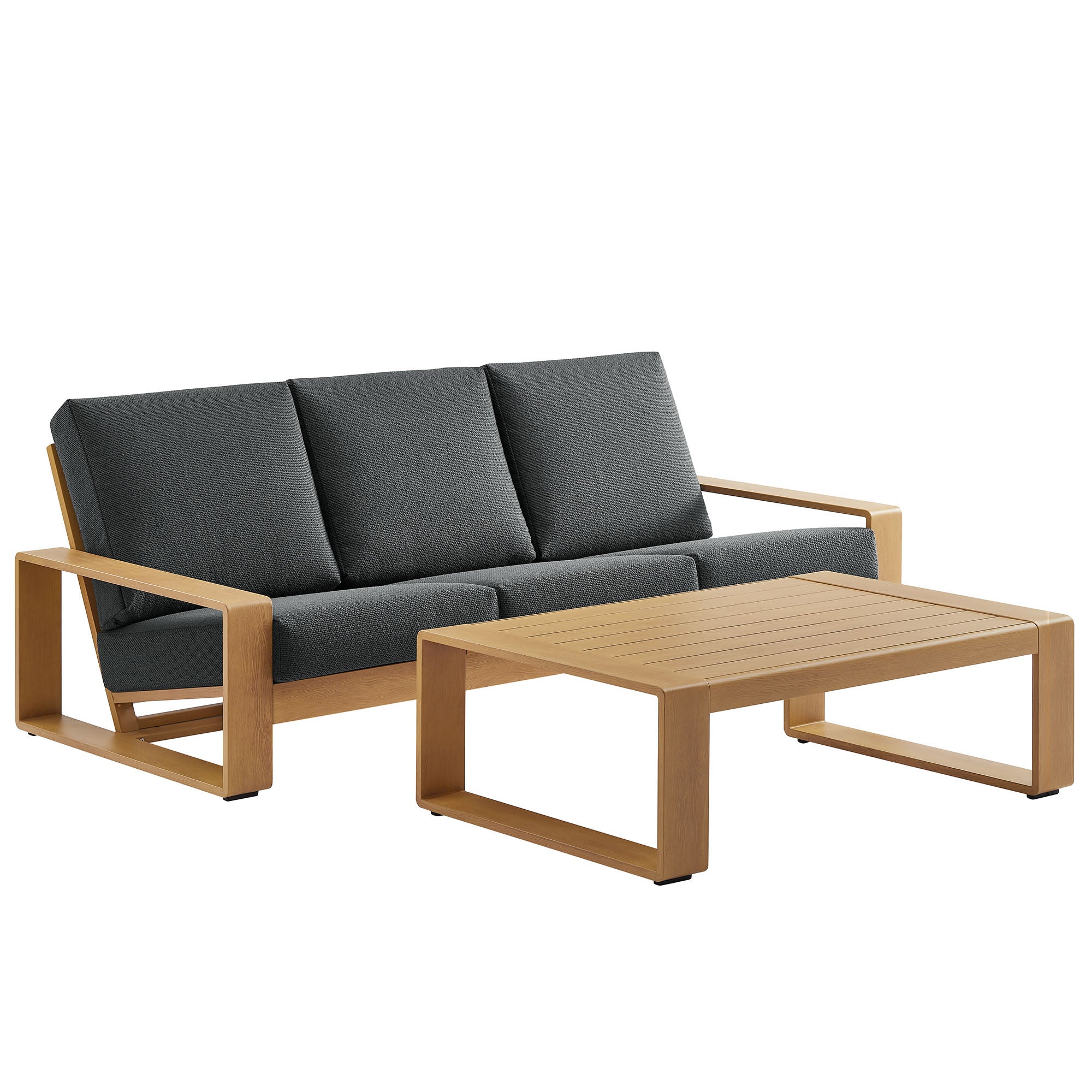 Lirienne 2-Piece Outdoor Patio Aluminum Faux Wood Furniture Set by Modway - Image 2