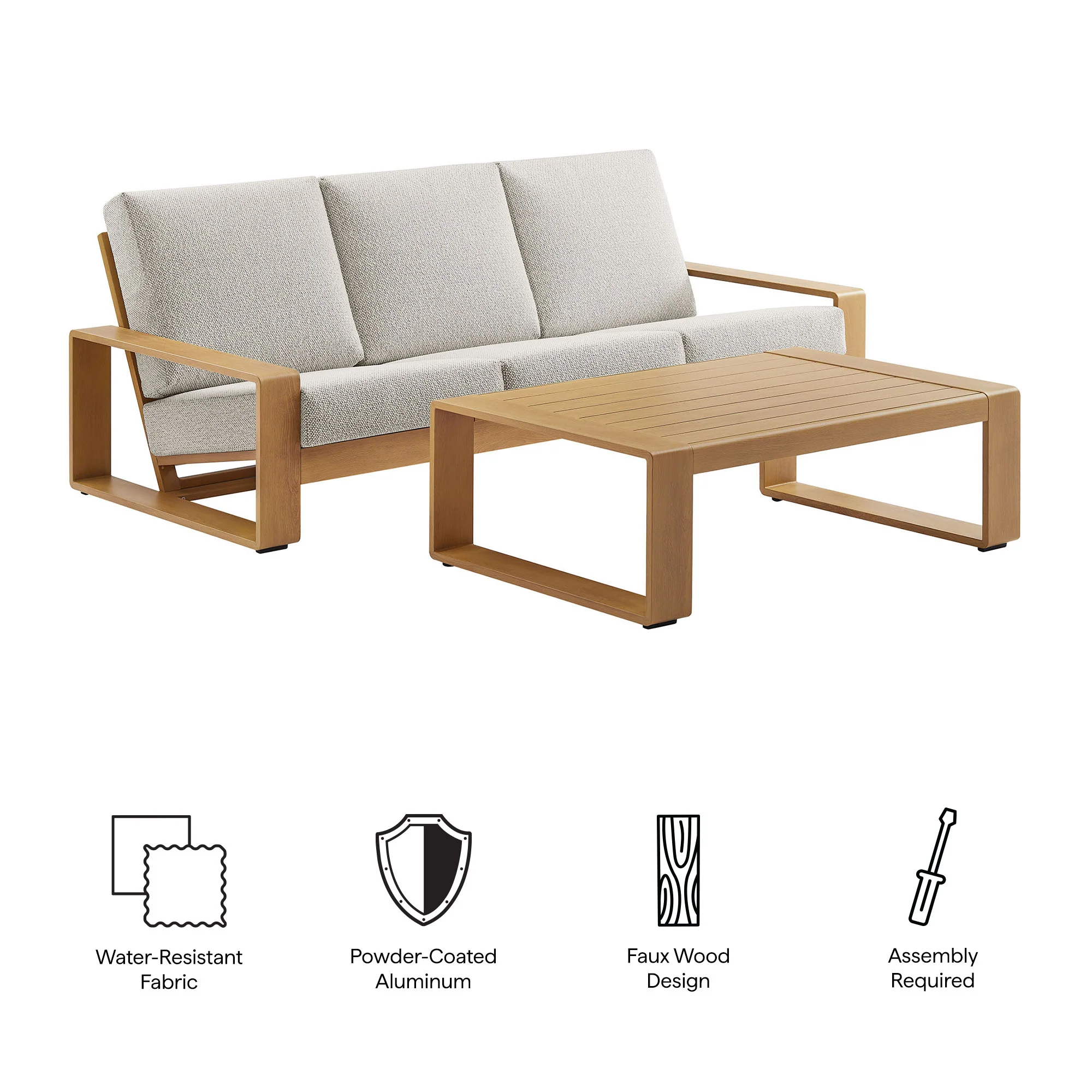 Lirienne 2-Piece Outdoor Patio Aluminum Faux Wood Furniture Set by Modway - Image 6