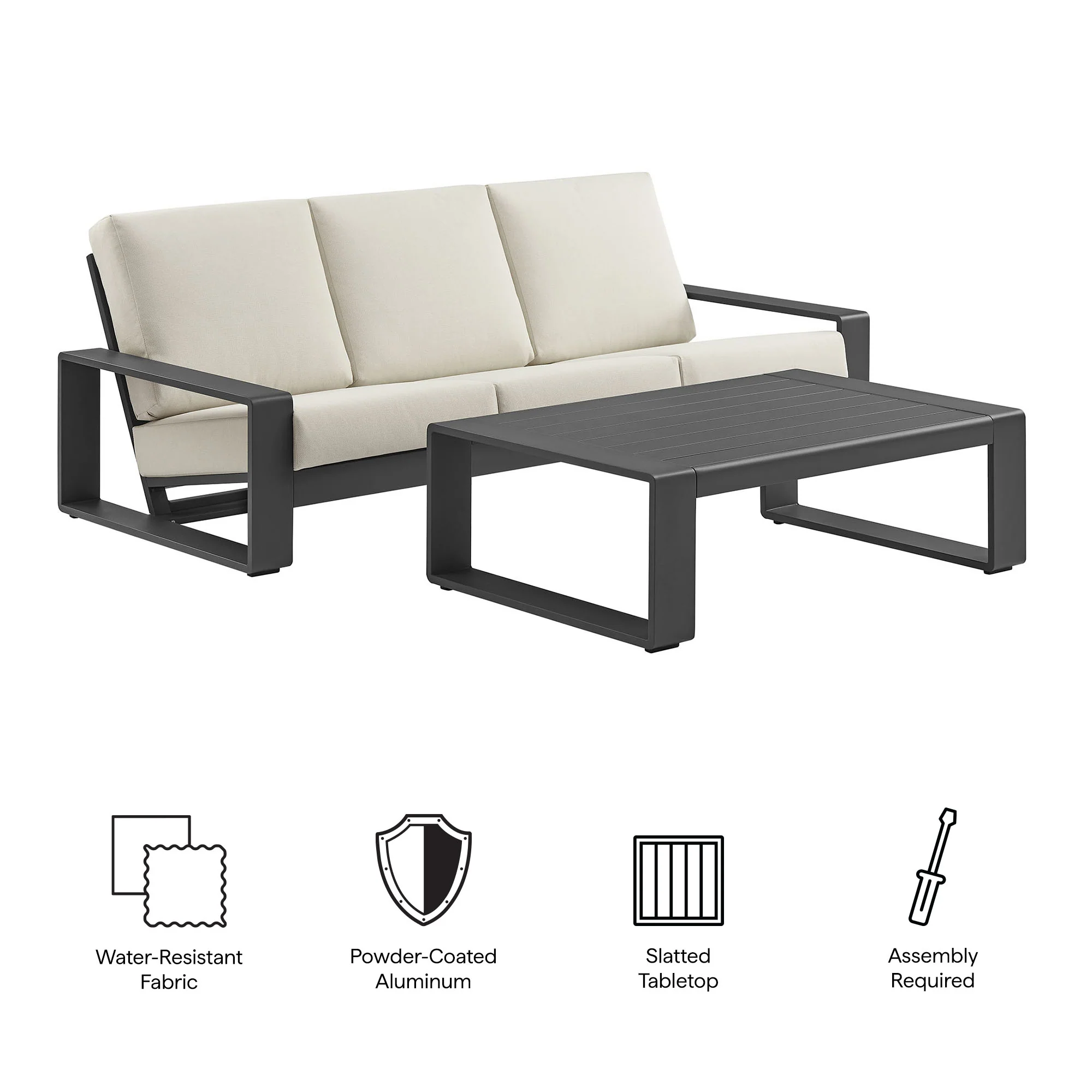 Lirienne 2-Piece Outdoor Patio Aluminum Furniture Set by Modway - Image 3