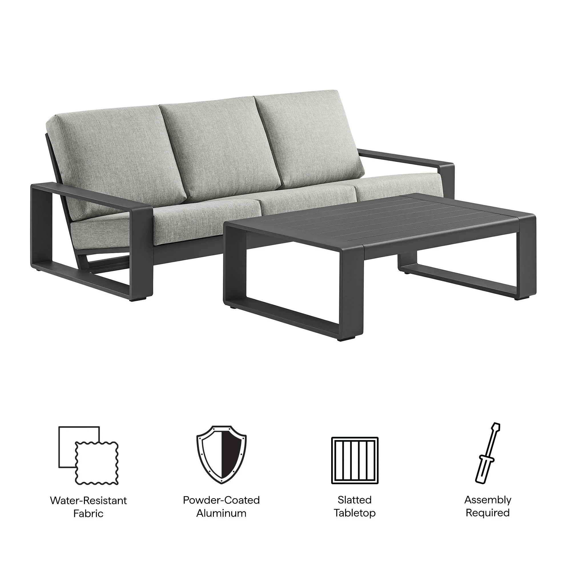 Lirienne 2-Piece Outdoor Patio Aluminum Furniture Set by Modway - Image 6