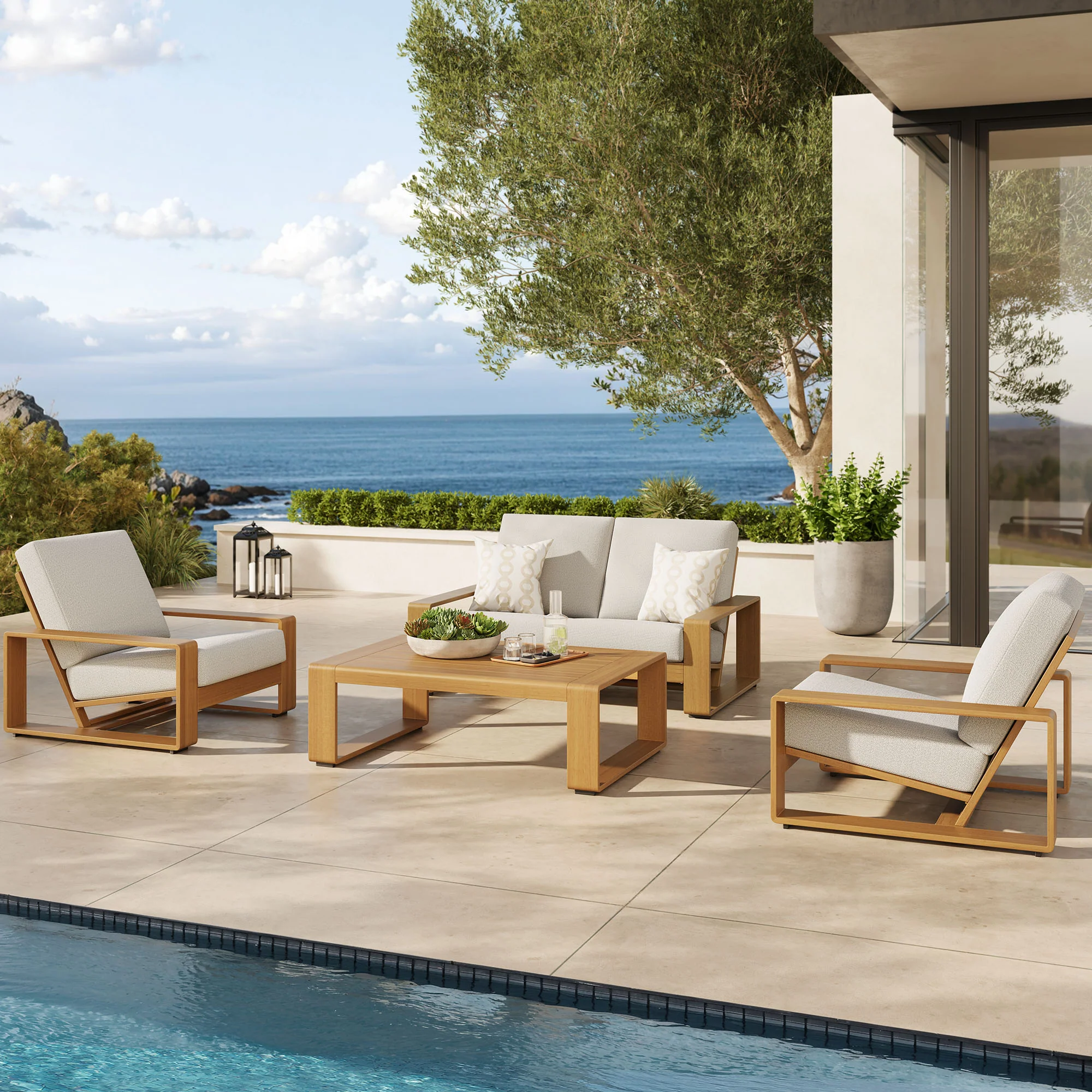 Lirienne 4-Piece Outdoor Patio Aluminum Faux Wood Furniture Set by Modway - Image 2