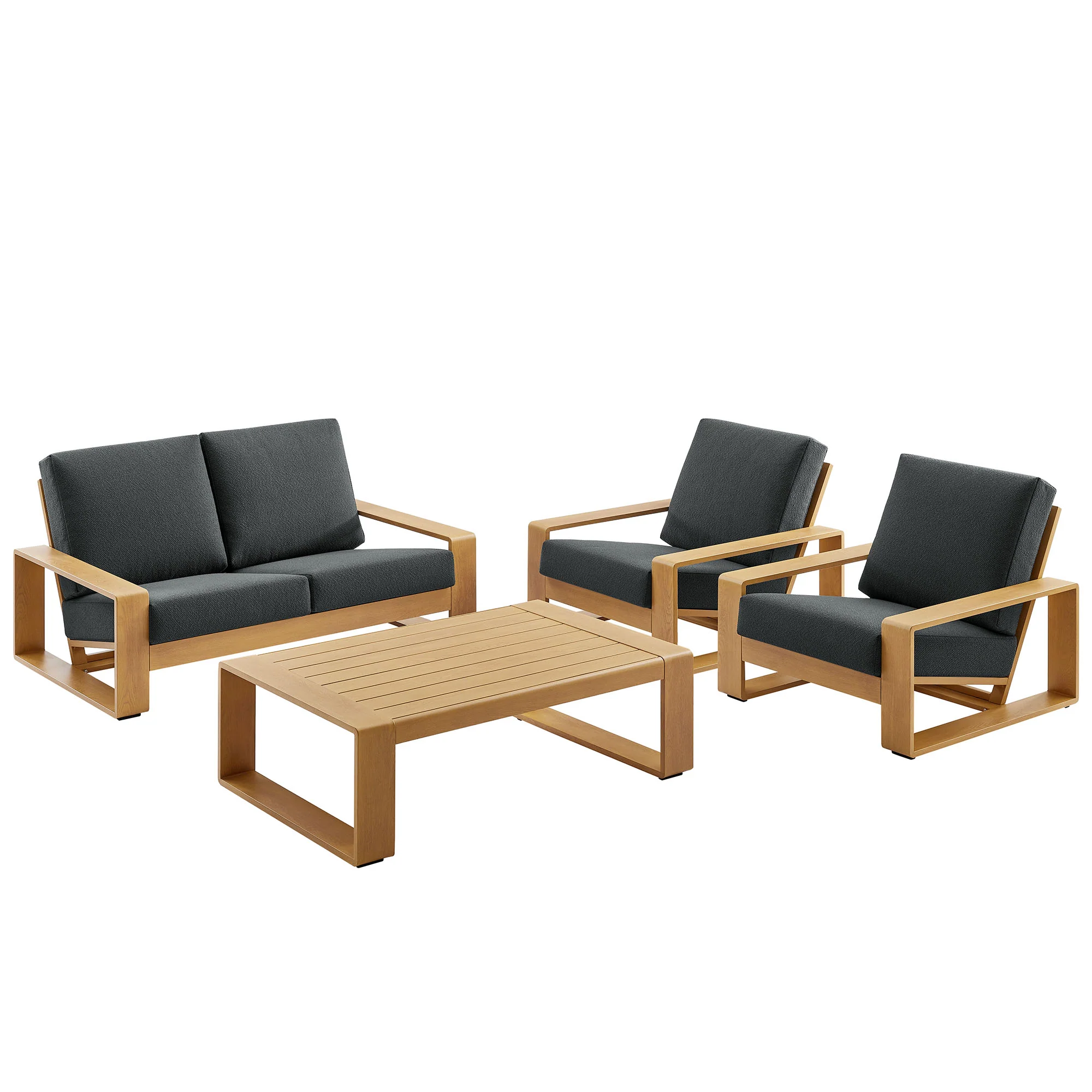 Lirienne 4-Piece Outdoor Patio Aluminum Faux Wood Furniture Set by Modway - Image 3