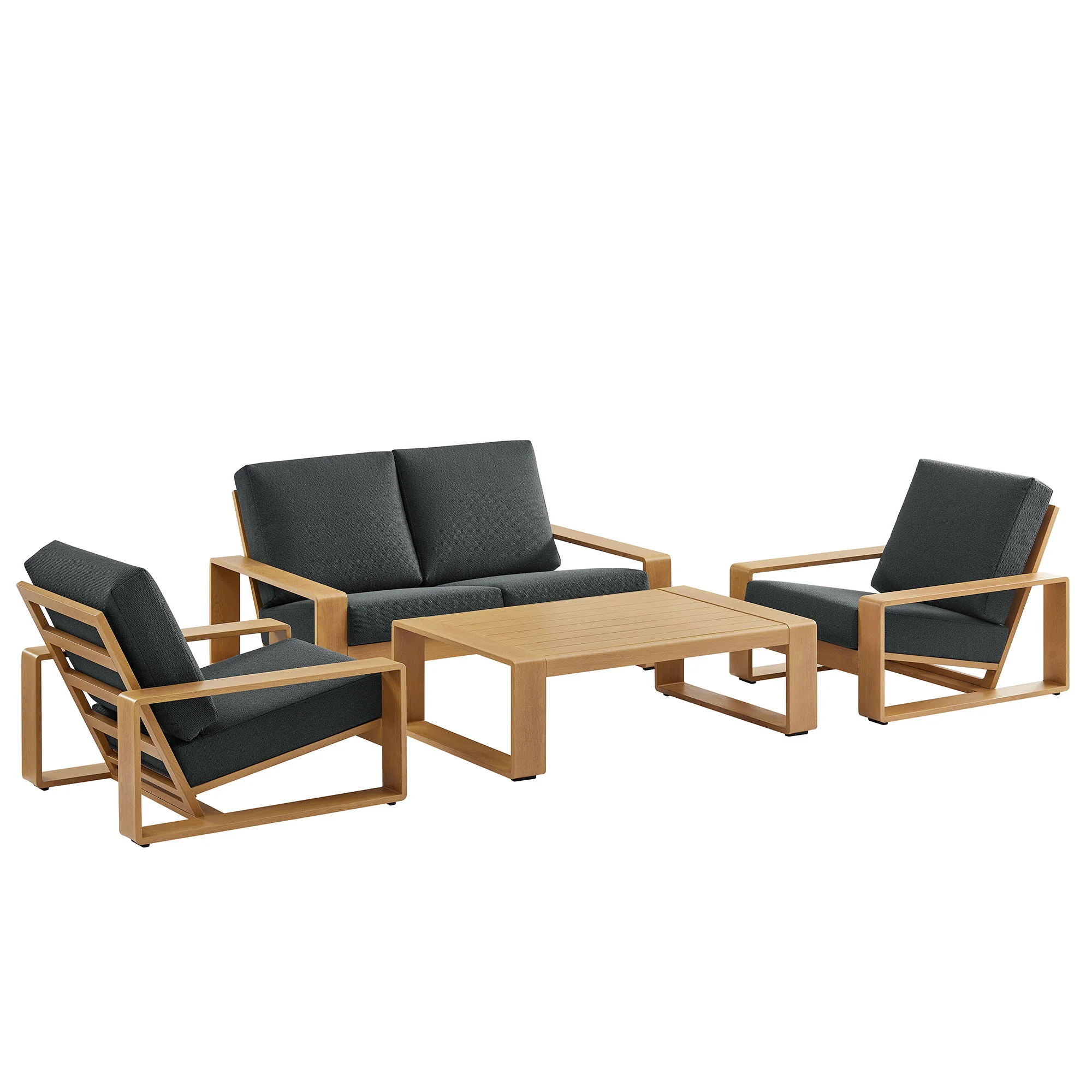 Lirienne 4-Piece Outdoor Patio Aluminum Faux Wood Furniture Set by Modway - Image 4
